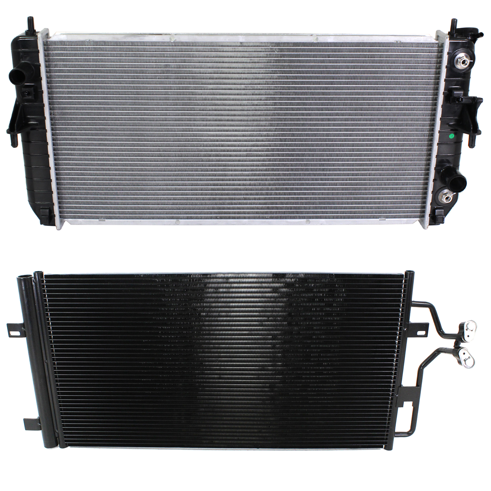 AM LUCERNE 06-08 RADIATOR 2 pc kit 6 Cyl 3.8L Eng. with A C Condenser SKU KIT 090123-132 Partslink GM3010492 GM3030270 OEM 25772258-25769583