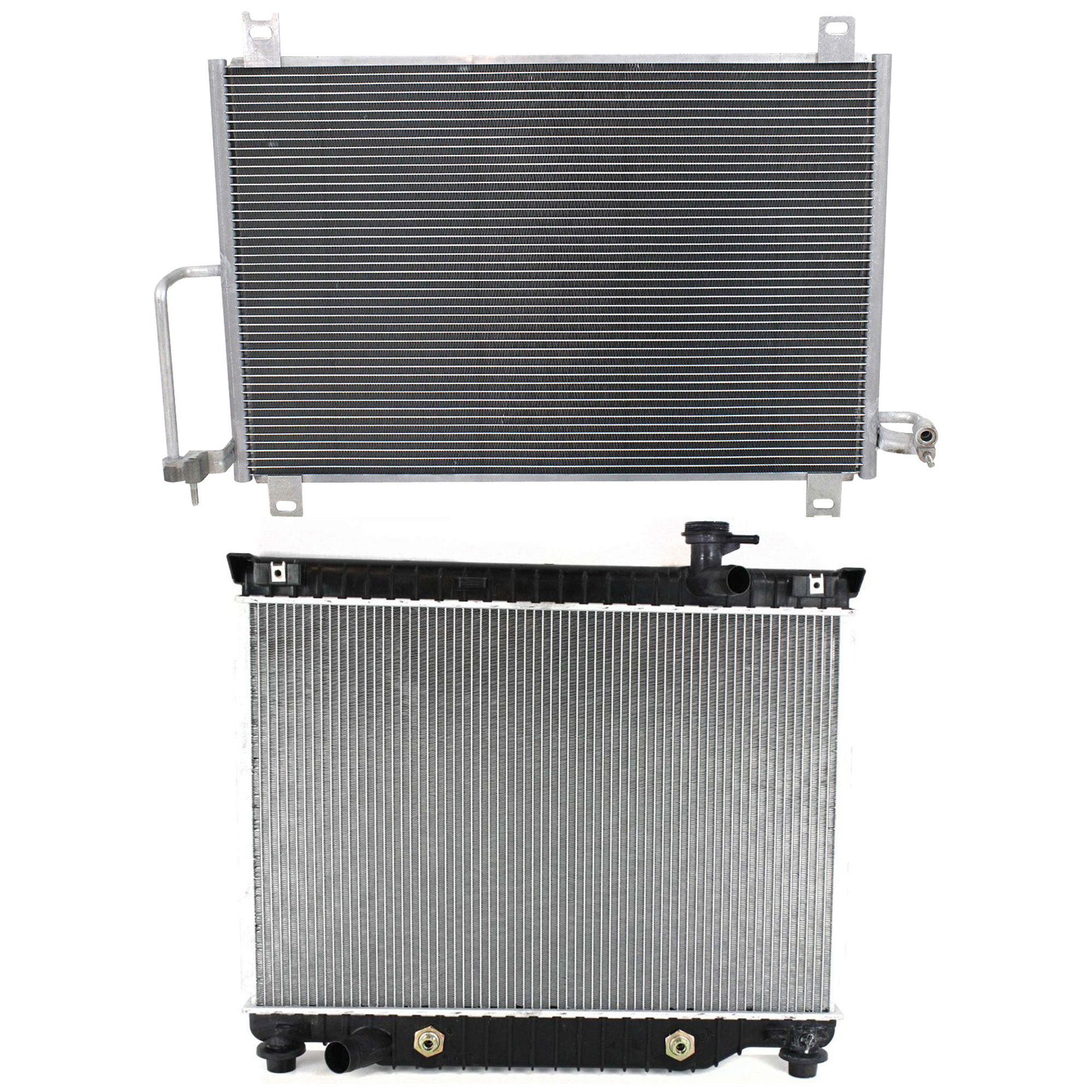 AM TRAILBLAZER ENVOY 02-09 RADIATOR 2 pc kit 6 Cyl 4.2L Eng. with A C Condenser SKU KIT 090123-134 Partslink GM3010420 GM3030241 OEM 15196385-89019255