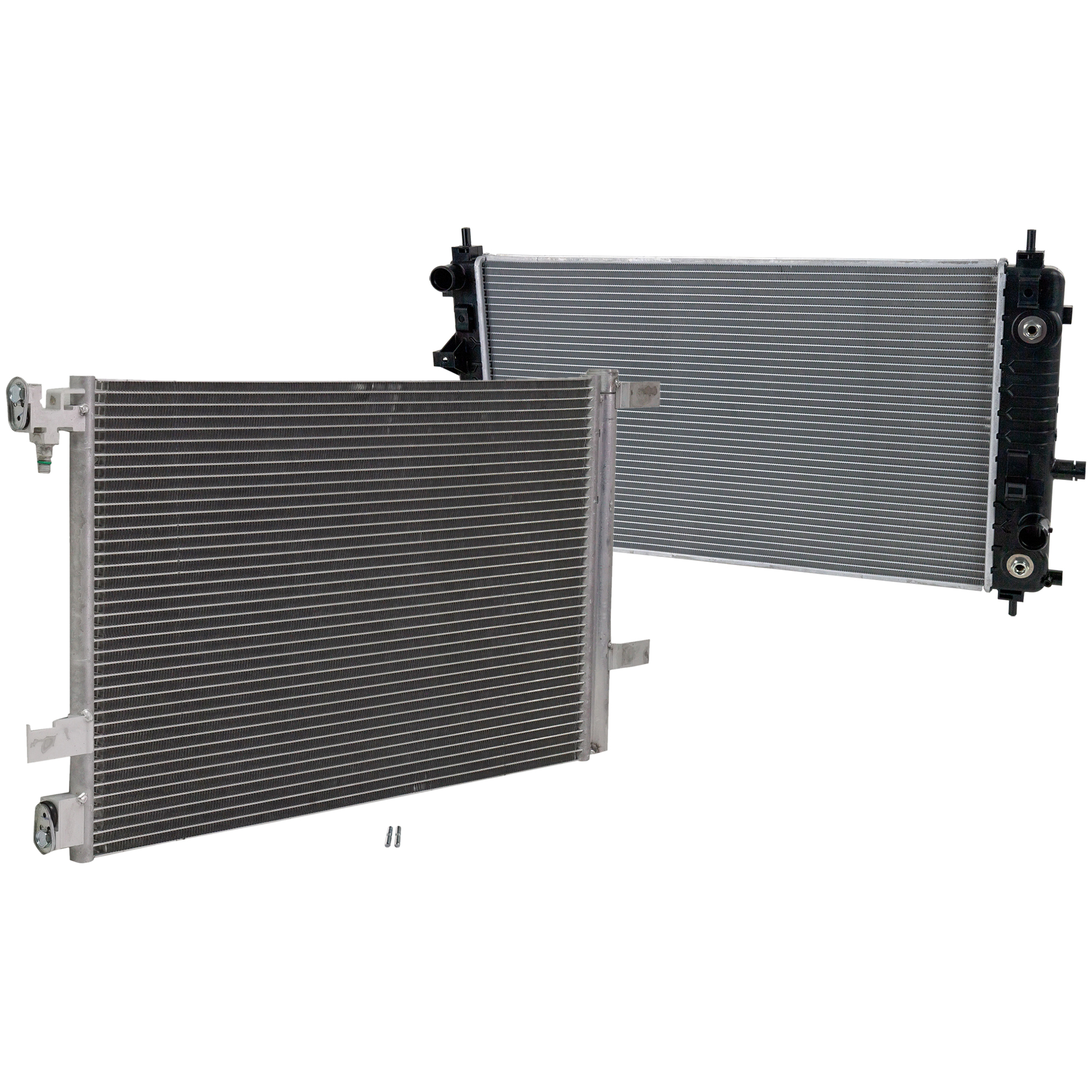 AM IMPALA 14-19 REGAL 14-17 RADIATOR 2 pc kit Auto Trans 4 Cyl 2.5L 2.0L Eng. with A C Condenser SKU KIT 090123-135 Partslink GM3010553 GM3010551 GM3010590 GM3030285 OEM 20979496-22883363-23104892-233