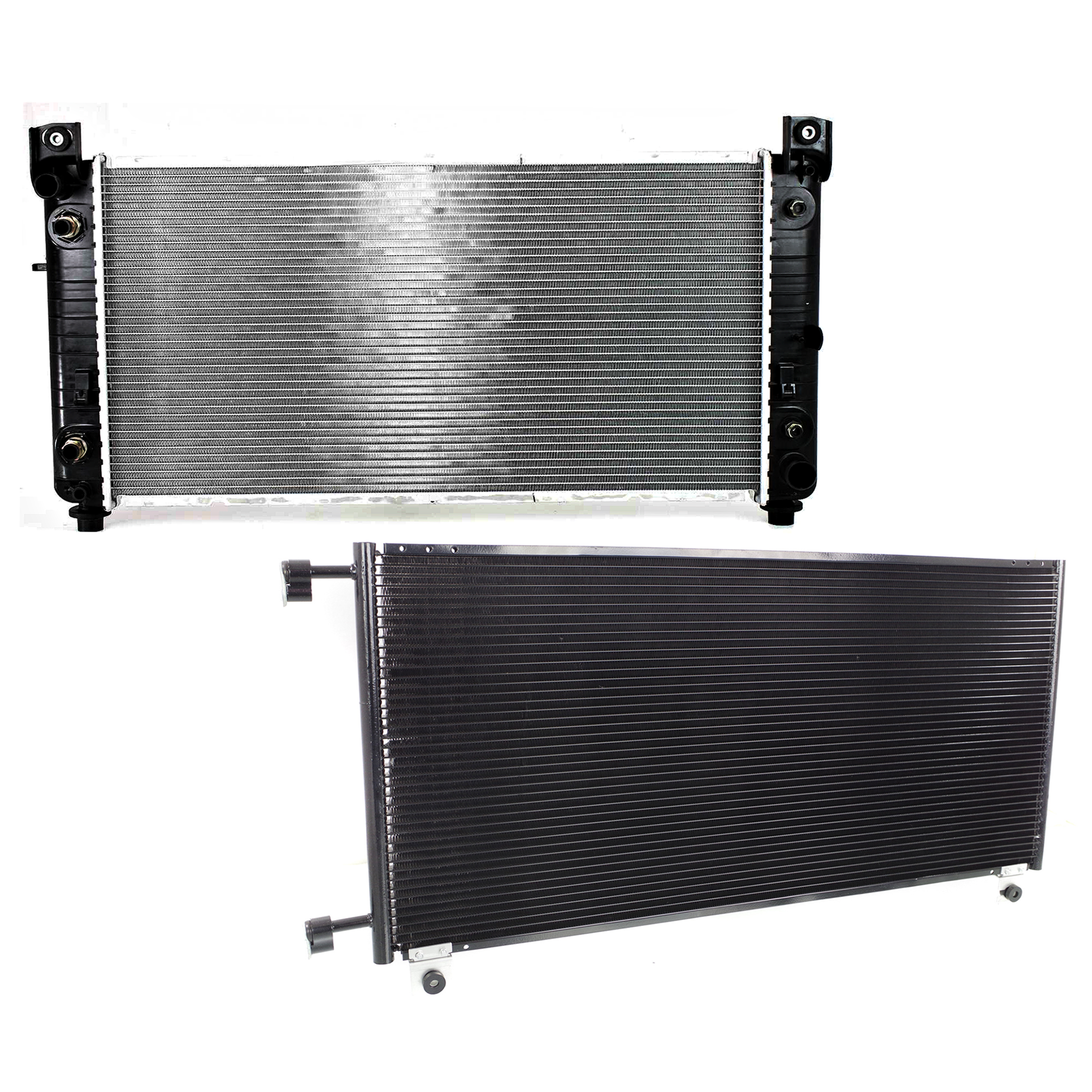 AM SILVERADO 3500 SIERRA 3500-01-06 RADIATOR 2 pc kit 8 Cyl 6.0L Eng. with A C Condenser SKU KIT 090123-137 Partslink GM3010274 GM3030161 OEM 22840116-20913752