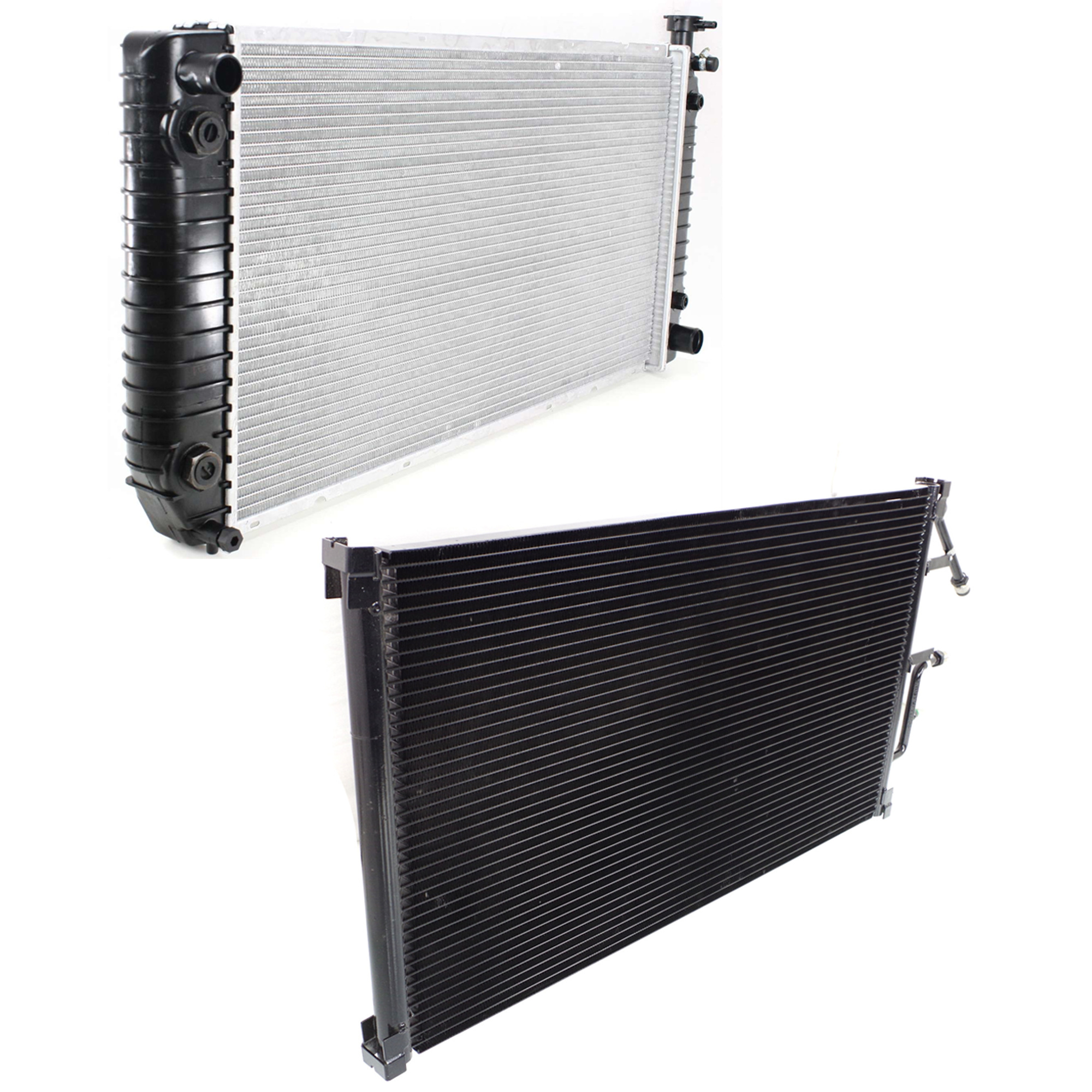 AM C3500 K3500-94-00 RADIATOR 2 pc kit 8 Cyl 5.7L 5.0L Eng. with A C Condenser SKU KIT 090123-142 Partslink GM3010240 GM3030158 OEM 52481442-52458719