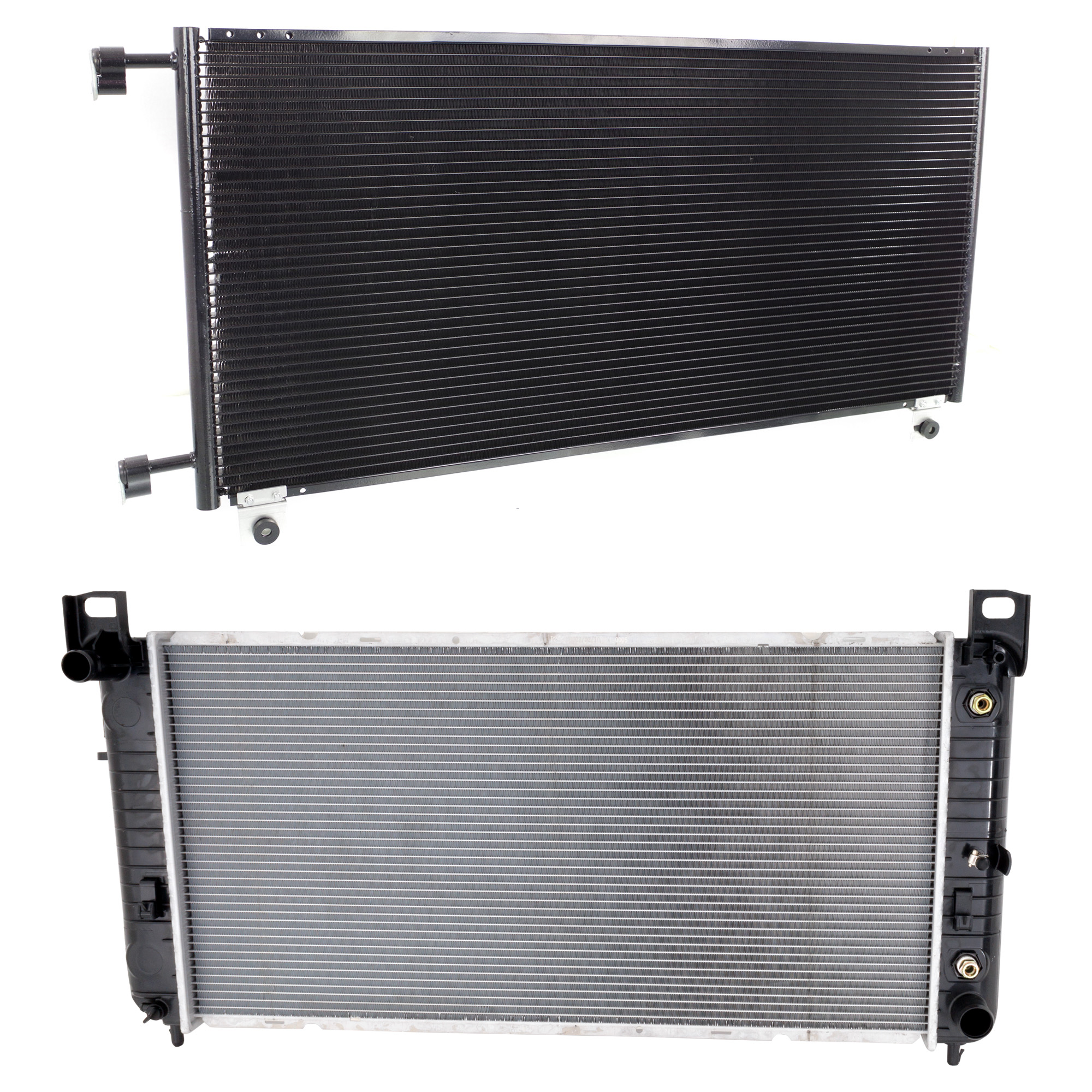 AM ESCALADE 02-06 RADIATOR 2 pc kit 8 Cyl 4.8L 5.3L Engines 2 pc kit w A C Condenser SKU KIT 090123-145 Partslink GM3010275 GM3030161 OEM 22840117-20913752