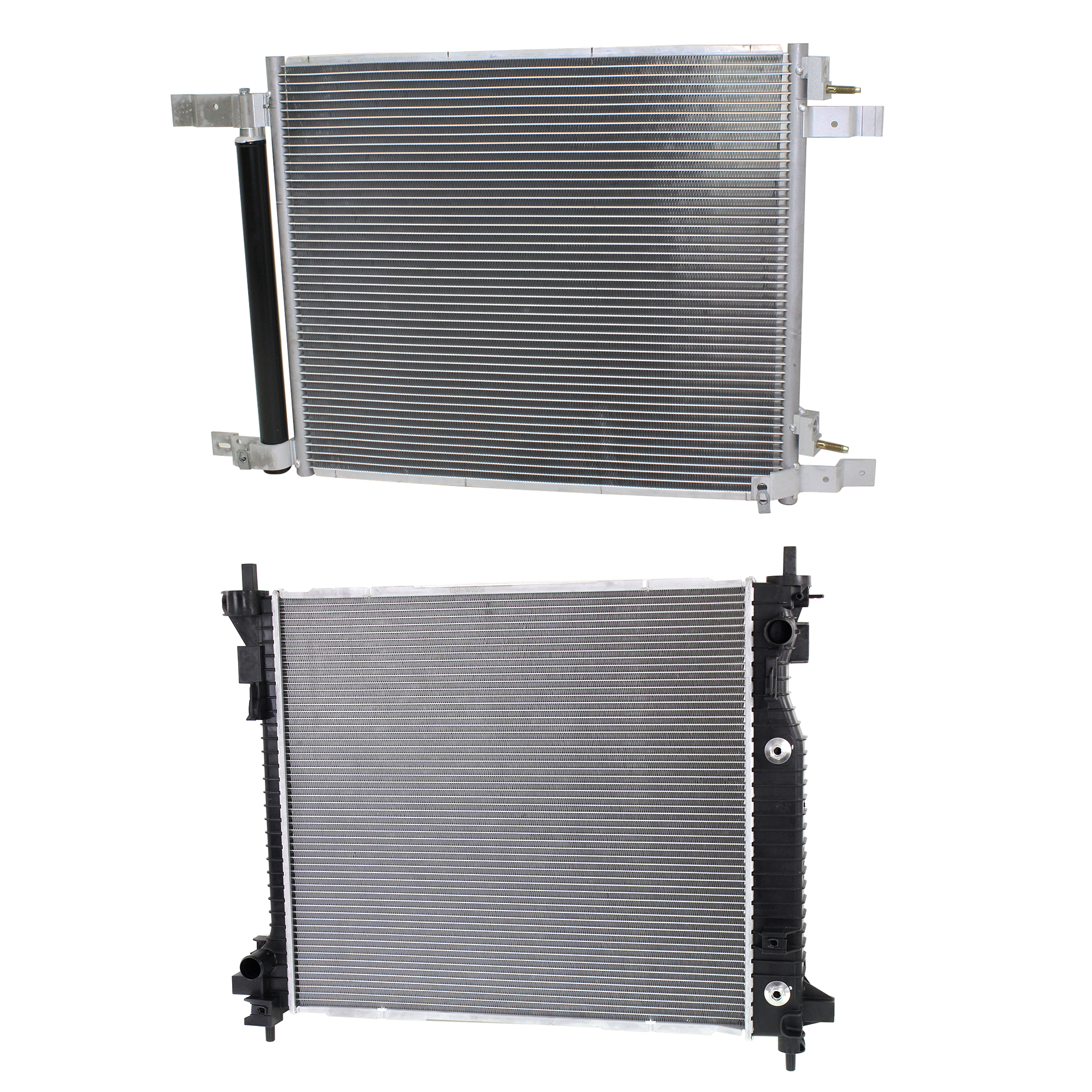 AM SRX 10-16 RADIATOR 2 pc kit 6 Cyl 3.0L 3.6L Engine w A C Condenser SKU KIT 090123-150 Partslink GM3010549 GM3030294 OEM 23428314-22973655