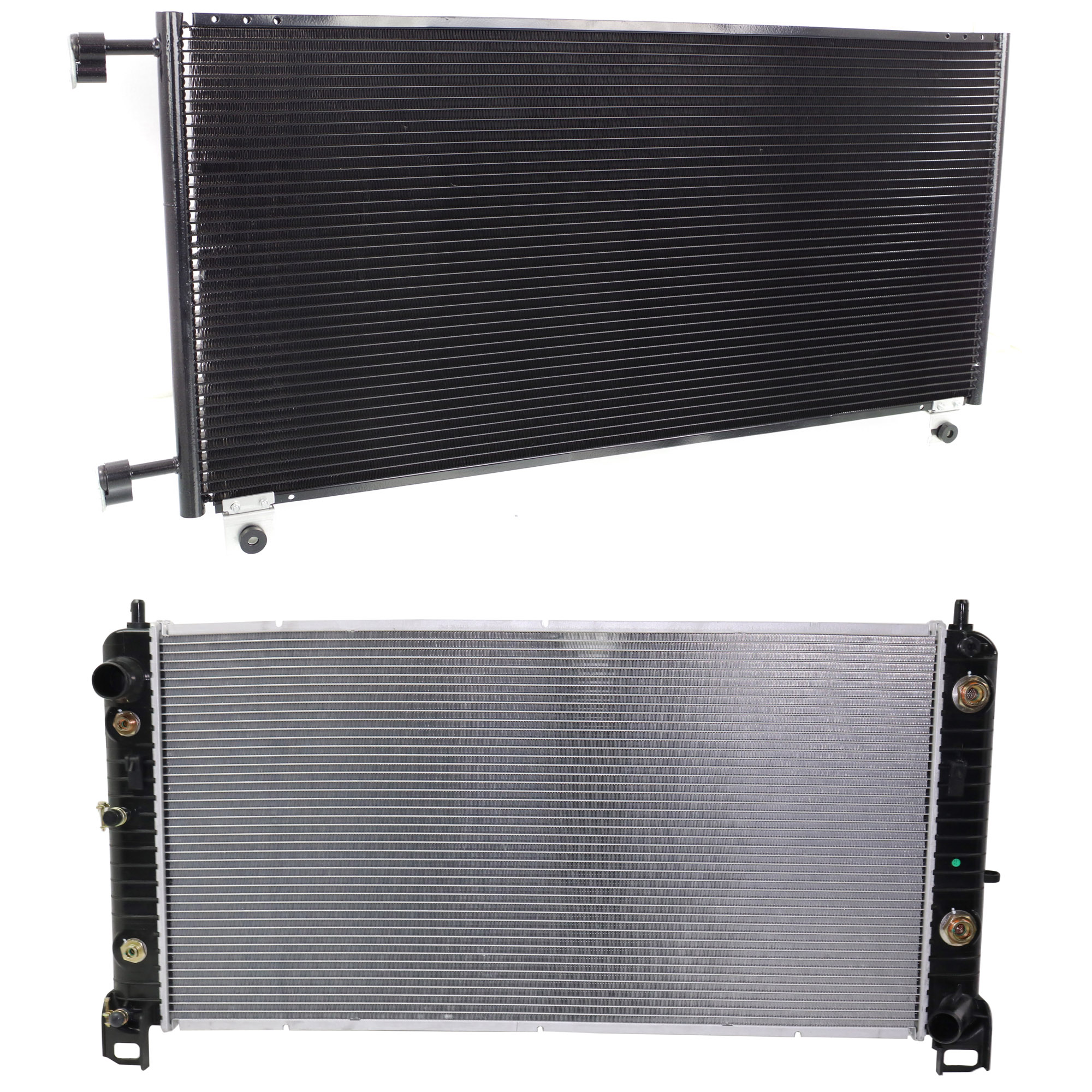 AM SUBURBAN 2500-03-06 AVALANCHE 2500-05-05 RADIATOR 2 pc kit 8 Cyl 8.1L Eng. with A C Condenser SKU KIT 090123-152 Partslink GM3010438 GM3030161 OEM 89019168-20913752