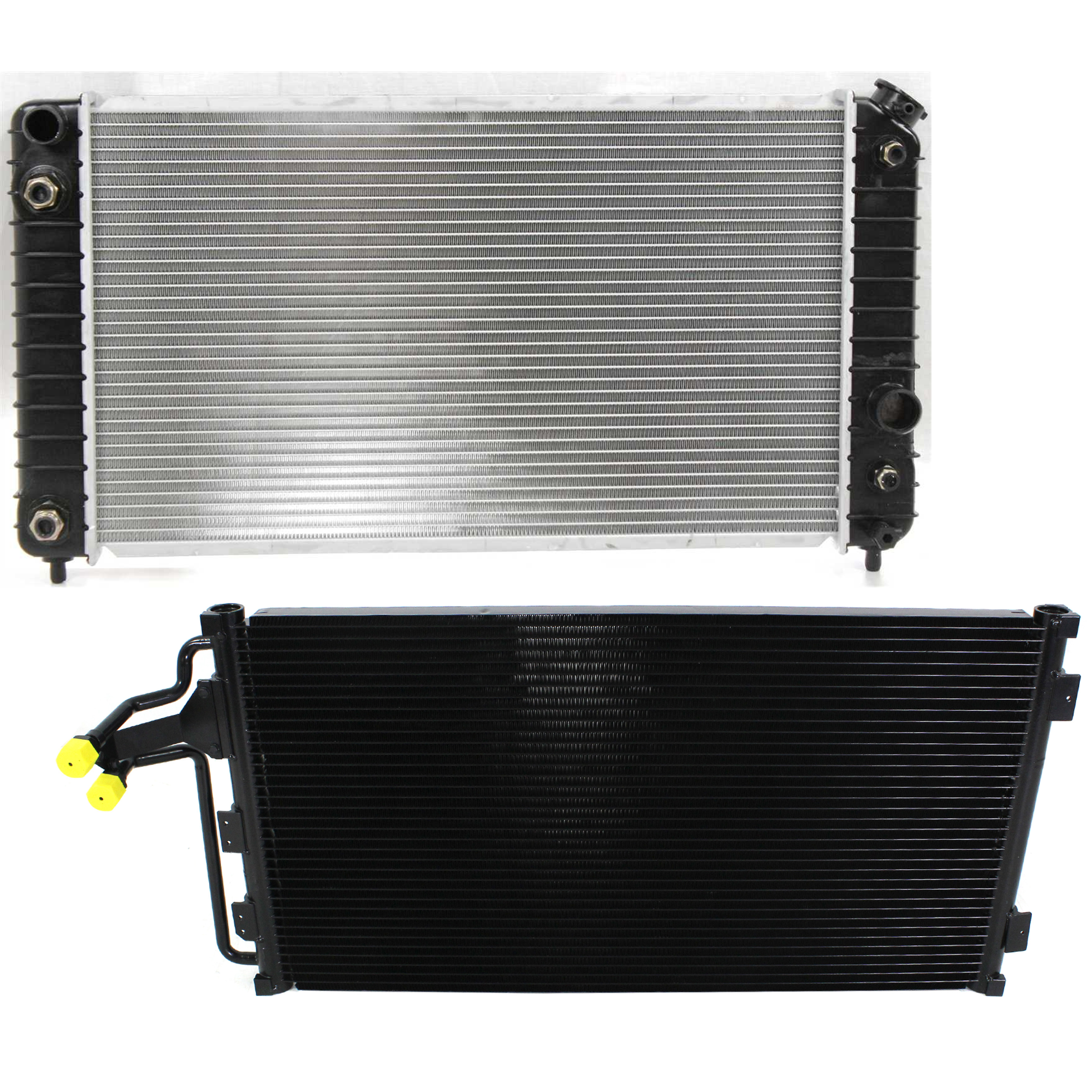 AM BLAZER JIMMY 96-05 RADIATOR 2 pc kit Auto Trans 6 Cyl 4.3L Engine w A C Condenser SKU KIT 090123-155 Partslink GM3010229 GM3030156 OEM 52472963-52474647