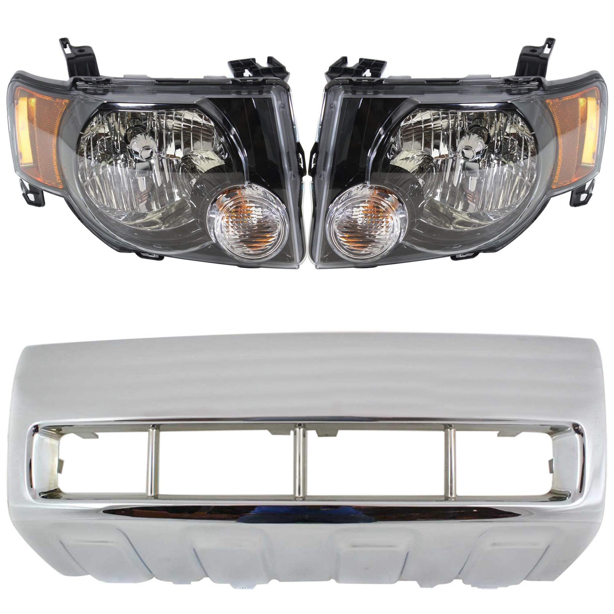 AM ESCAPE 10-12 HEAD LAMP RH AND LH 4 pc kit Assembly Halogen Dark Interior w Sport Appearance Package From 12-2-08 XLT Model with Bumper Trim SKU KIT 090123-29 Partslink FO2502278 FO2503278 FO1068123 OEM 9L8Z13008A 9L8Z13008B 8L8Z8419