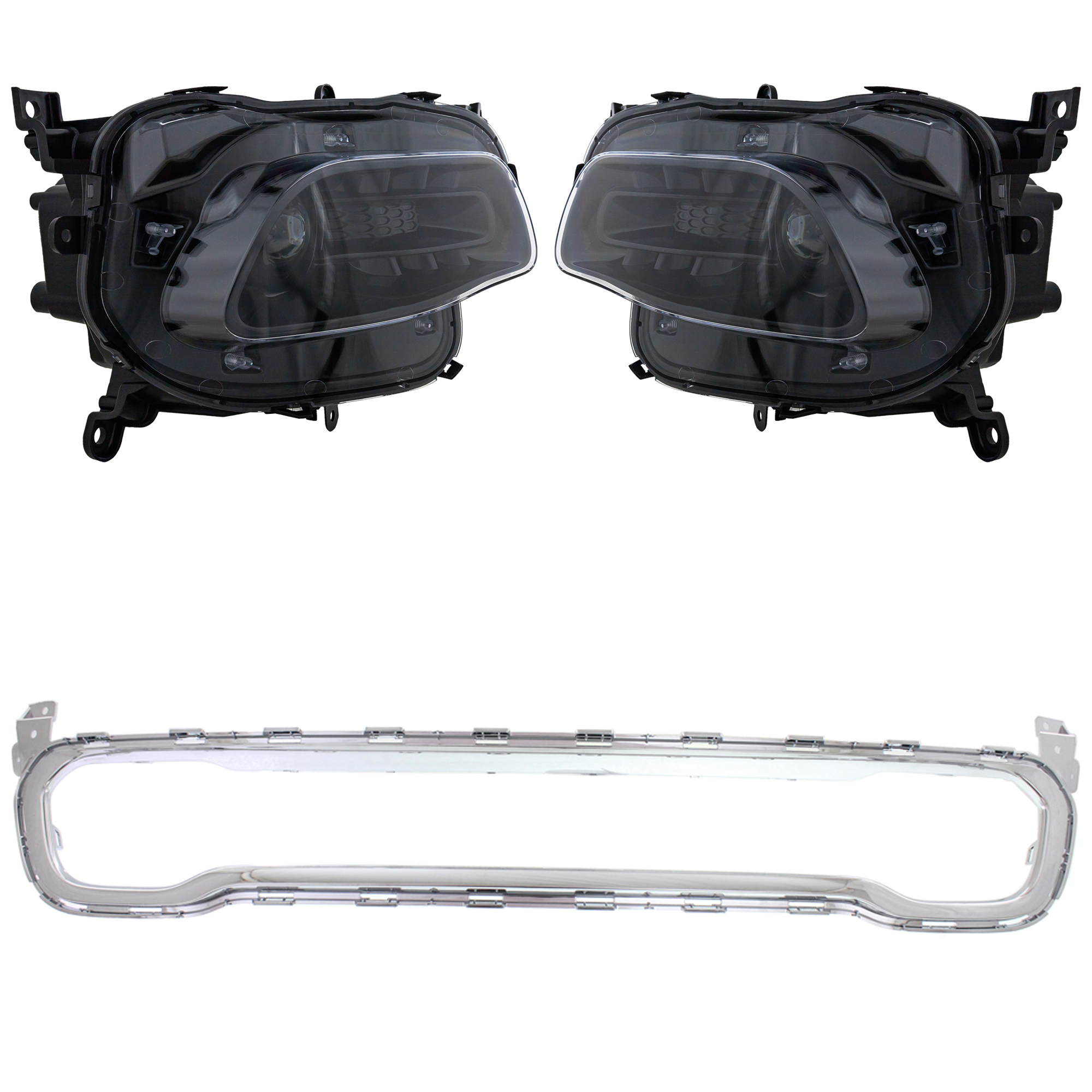 AM CHEROKEE 14-18 HEAD LAMP RH AND LH Assembly Halogen 4 pc Kit with Bumper Trim SKU KIT 090123-50 OEM 68102846AE 68102847AE 5SM98TZZ