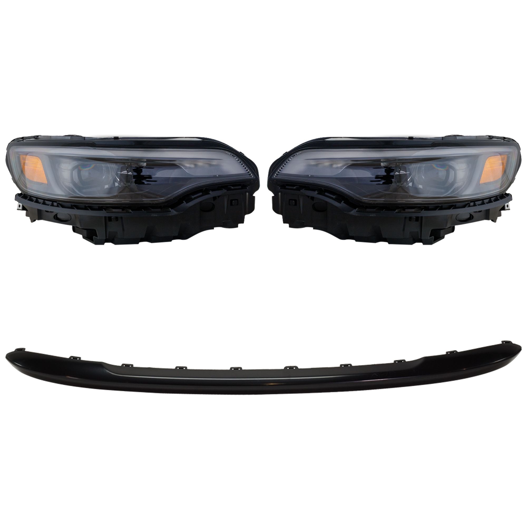 AM CHEROKEE 19-22 HEAD LAMP RH AND LH 3 pc kit Lens and Housing Halogen with Bumper Trim SKU KIT 090123-59 Partslink CH1044140 OEM 68275944AK PFM 68275944AJ PFM
