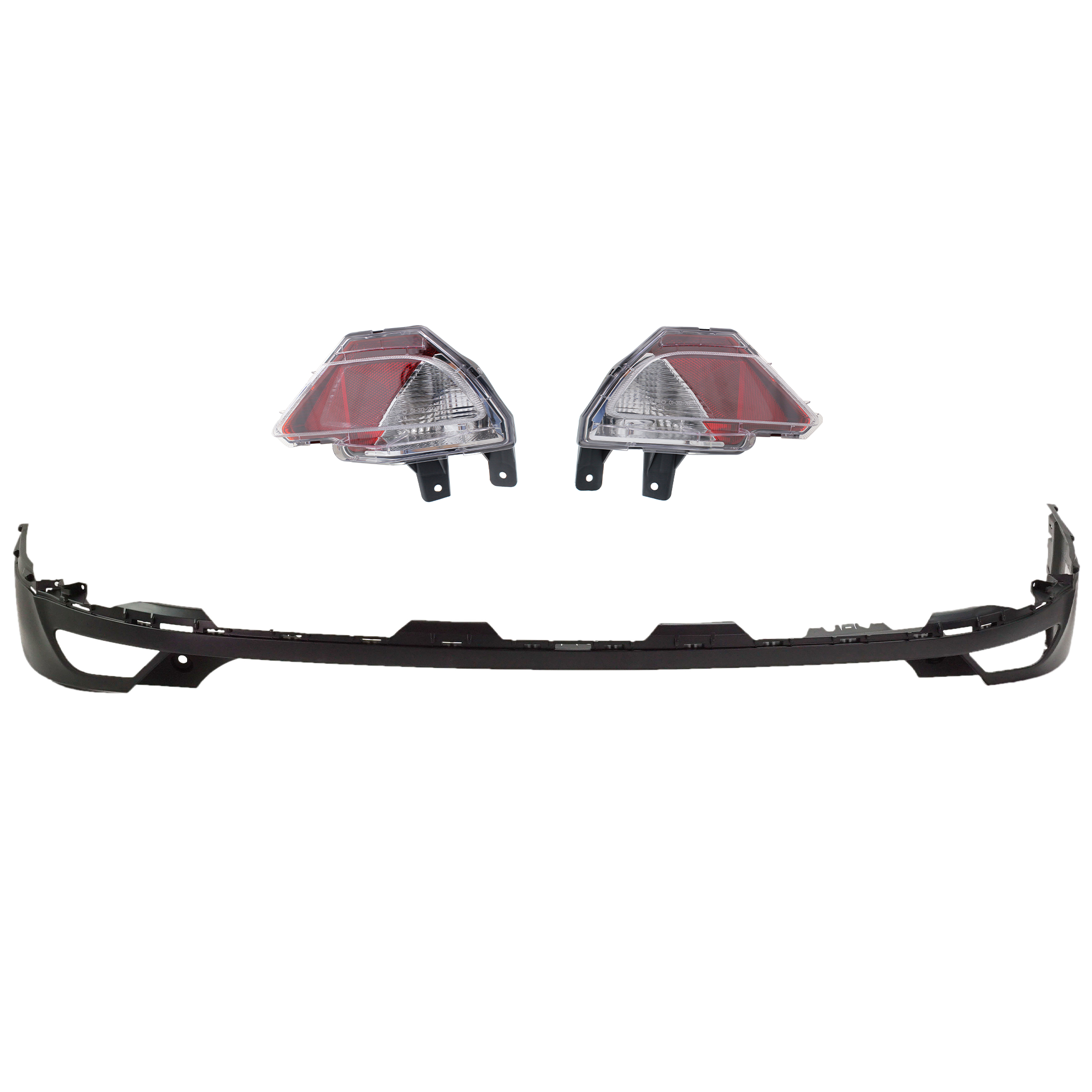 AM RAV4-16-18 REAR BUMPER COVER Upper Primed 3 pc kit w Back Up Lights SKU KIT 090123-79 Partslink TO1114103 TO2886105 TO2887105 OEM 5215942930-8145642070-81457420
