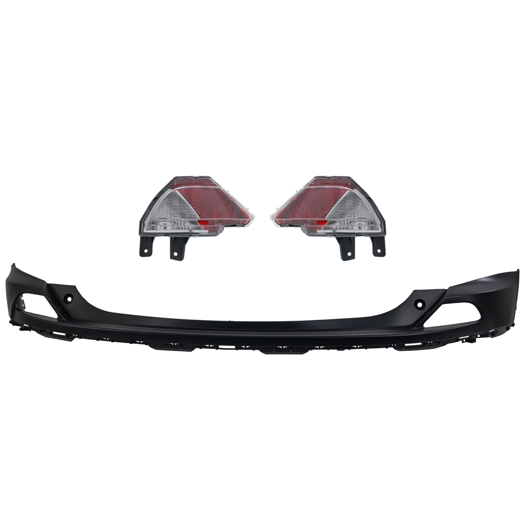 AM RAV4-16-18 BACK UP LAMP RH AND LH Assembly Halogen 3 pc kit with Bumper Cover SKU KIT 090123-81 Partslink TO2882107 TO2883107 TO1114102 OEM 814800R040-814900R040-521590R9