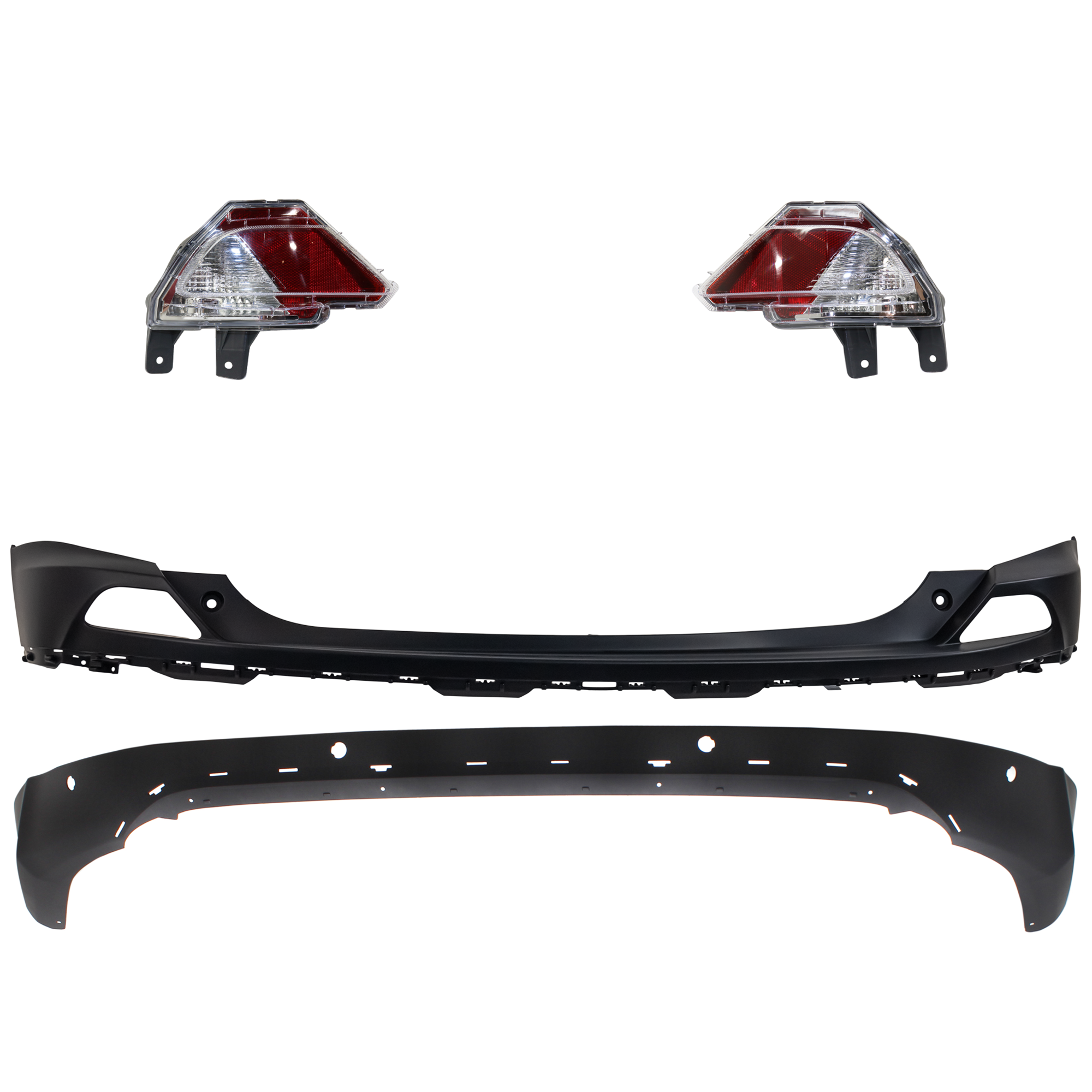AM RAV4-16-18 BACK UP LAMP RH AND LH Lens and Housing Halogen 4 pc kit w Bumper Covers SKU KIT 090123-98 Partslink TO2886105 TO2887105 TO1115107 TO1114102 OEM 8145642070-8145742070-521690R0