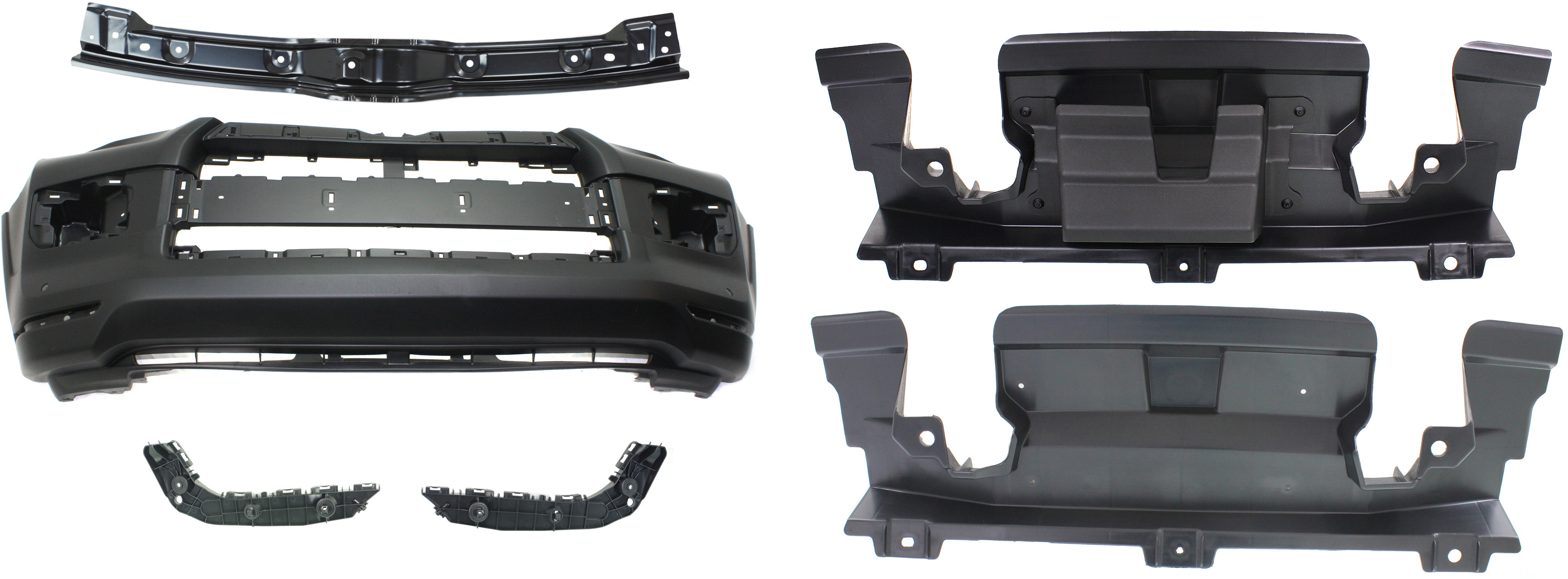 AM 4RUNNER 14-23 FRONT BUMPER COVER Primed 5 pc Kit with Lower Bumper Cover and Bumper Retainers SKU KIT 090417-14 Partslink TO1000407 TO1042126 TO1043126 TO1031114 TO1091101 OEM 5211935916-5211935913-52116351