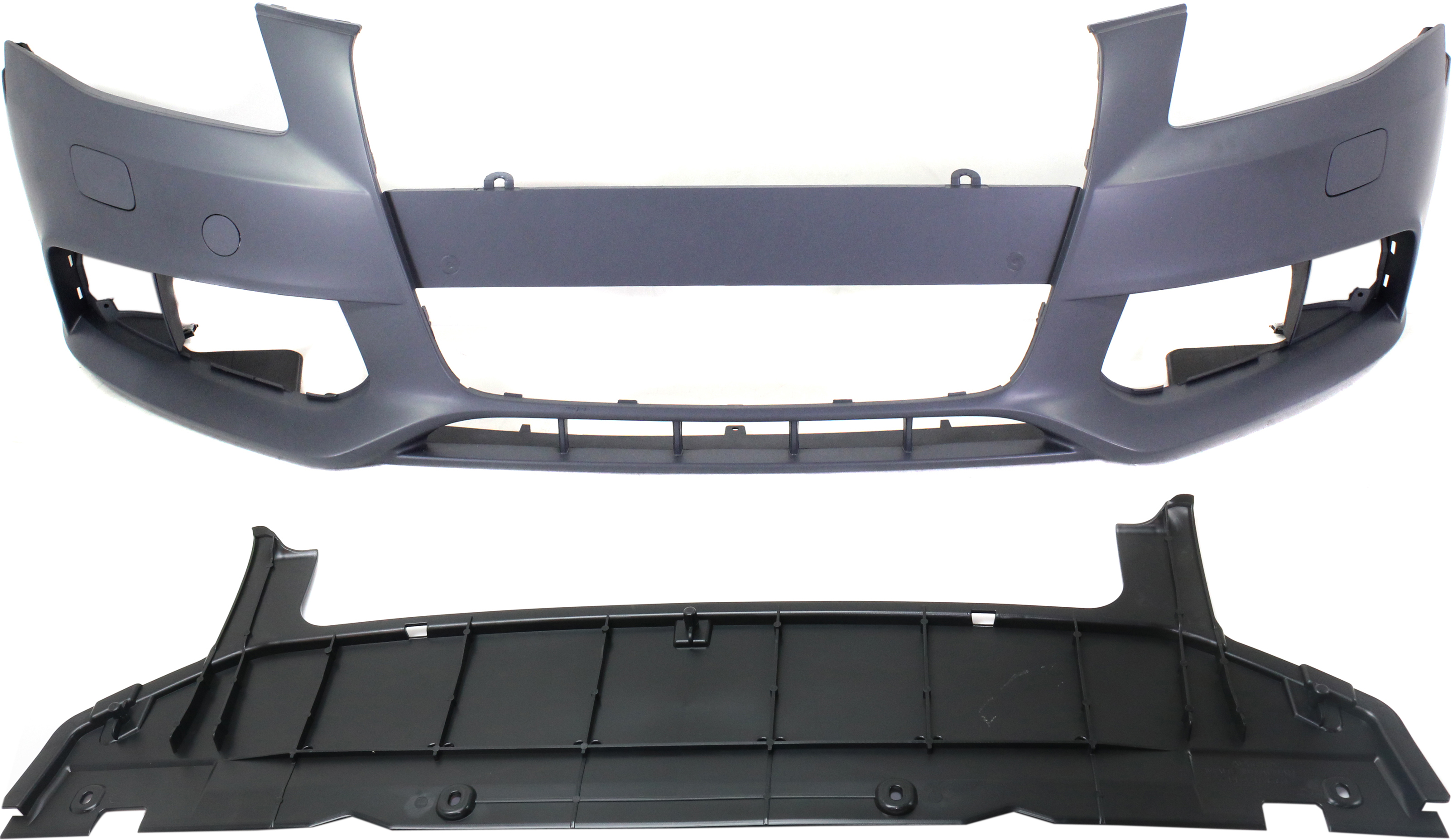AM A4 A4 QUATTRO 09-12 FRONT BUMPER COVER 2 pc Kit with Valance SKU KIT 090417-18 Partslink AU1000160 AU1091104 OEM 8K0807105AGRU 8K0807233A