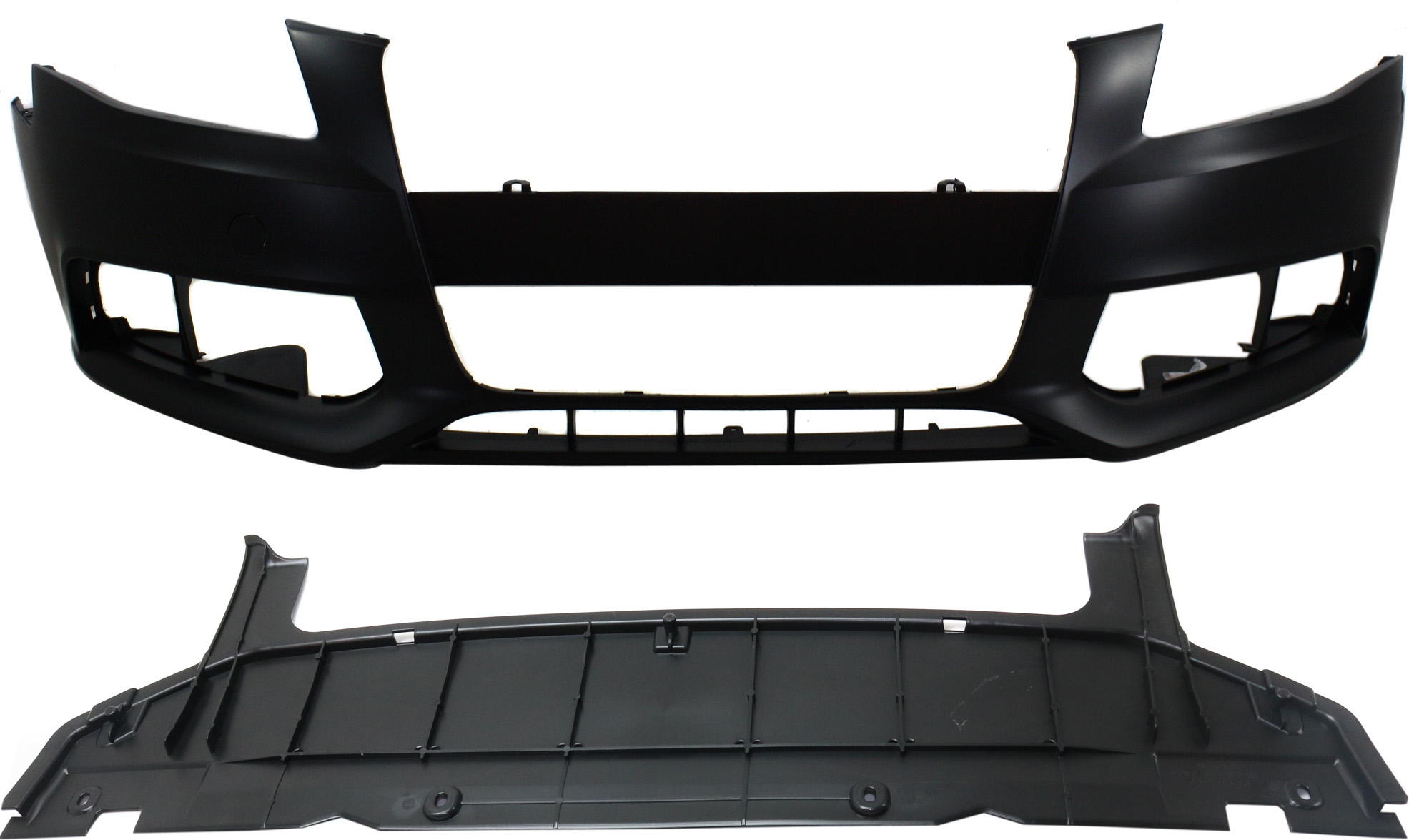 AM A4 A4 QUATTRO 09-12 FRONT BUMPER COVER 2 pc Kit with Valance SKU KIT 090417-19 Partslink AU1000162 AU1091104 OEM 8K0807105GRU 8K0807233A