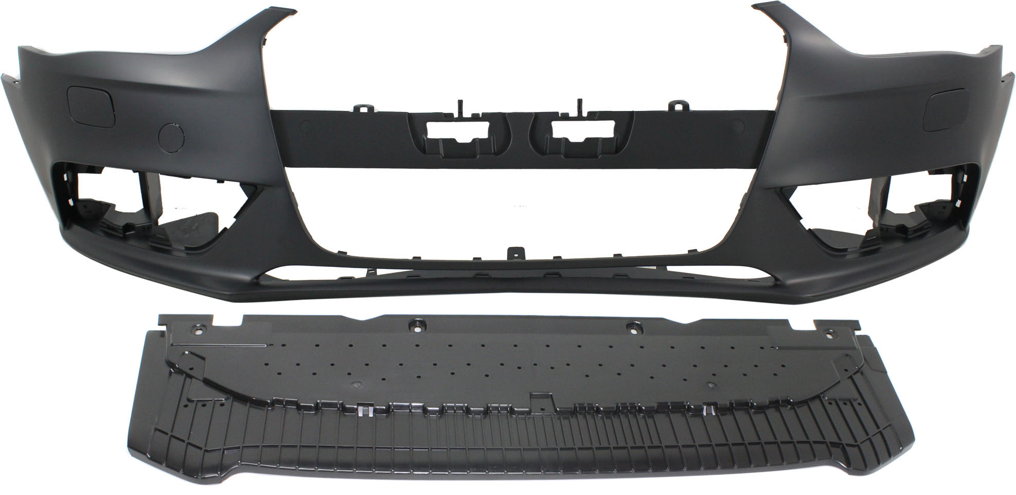 AM A4 A4 QUATTRO 13-16 FRONT BUMPER COVER 2 pc Kit with Valance SKU KIT 090417-21 Partslink AU1000189 AU1087100 OEM 8K0807065CGRU 8K0807611