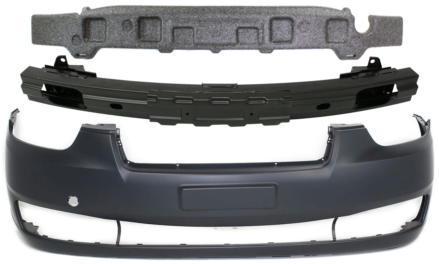 AM ACCENT 06-11 FRONT BUMPER COVER 3 pc Kit with Bumper Absorber and Bumper Reinforcement SKU KIT 090417-32 Partslink HY1000163 HY1070123 HY1006124 OEM 865111E010-865201E050-865301E0