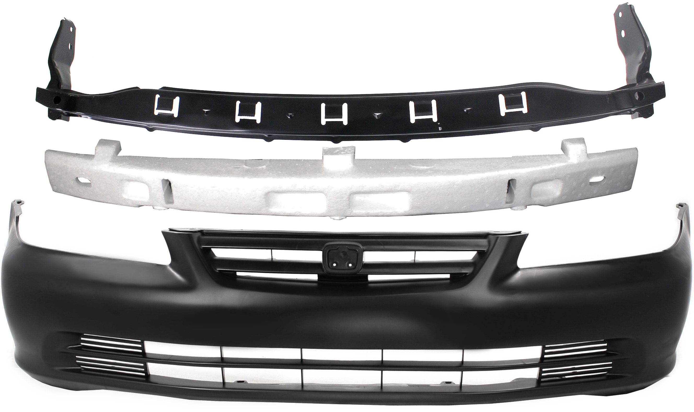 AM ACCORD 01-02 FRONT BUMPER COVER 3 pc Kit with Bumper Absorber and Bumper Retainer SKU KIT 090417-39 Partslink HO1000196 HO1070132 HO1041105 OEM 04711S84A91ZZ 71170S84A01-7114