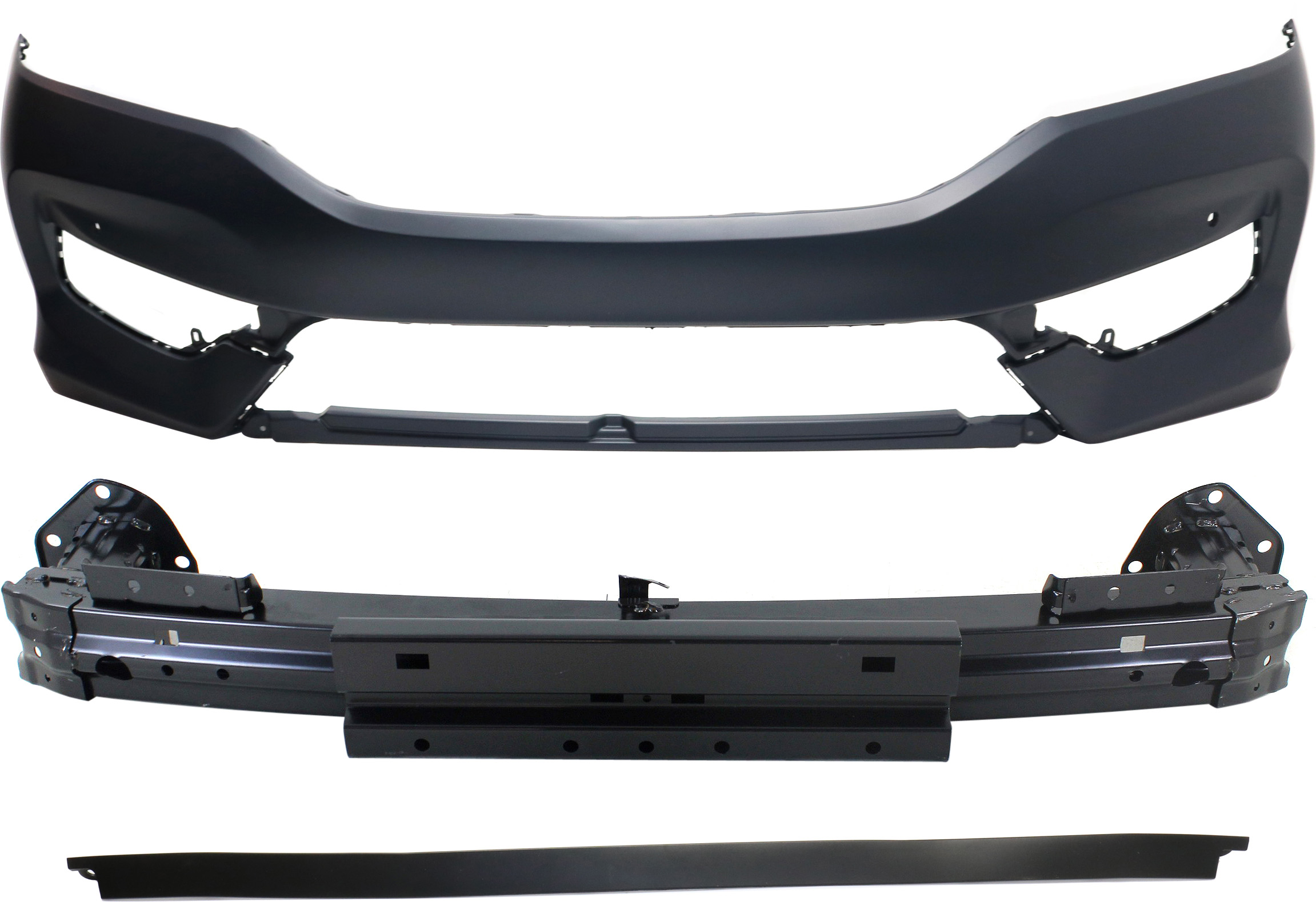 AM ACCORD 16-17 FRONT BUMPER COVER 3 pc Kit with Bumper Reinforcement and Lower Spoiler SKU KIT 090417-58 Partslink HO1000303 HO1006188 HO1093112 OEM 71100T2FA70ZZ 71130T2FA00ZZ 71