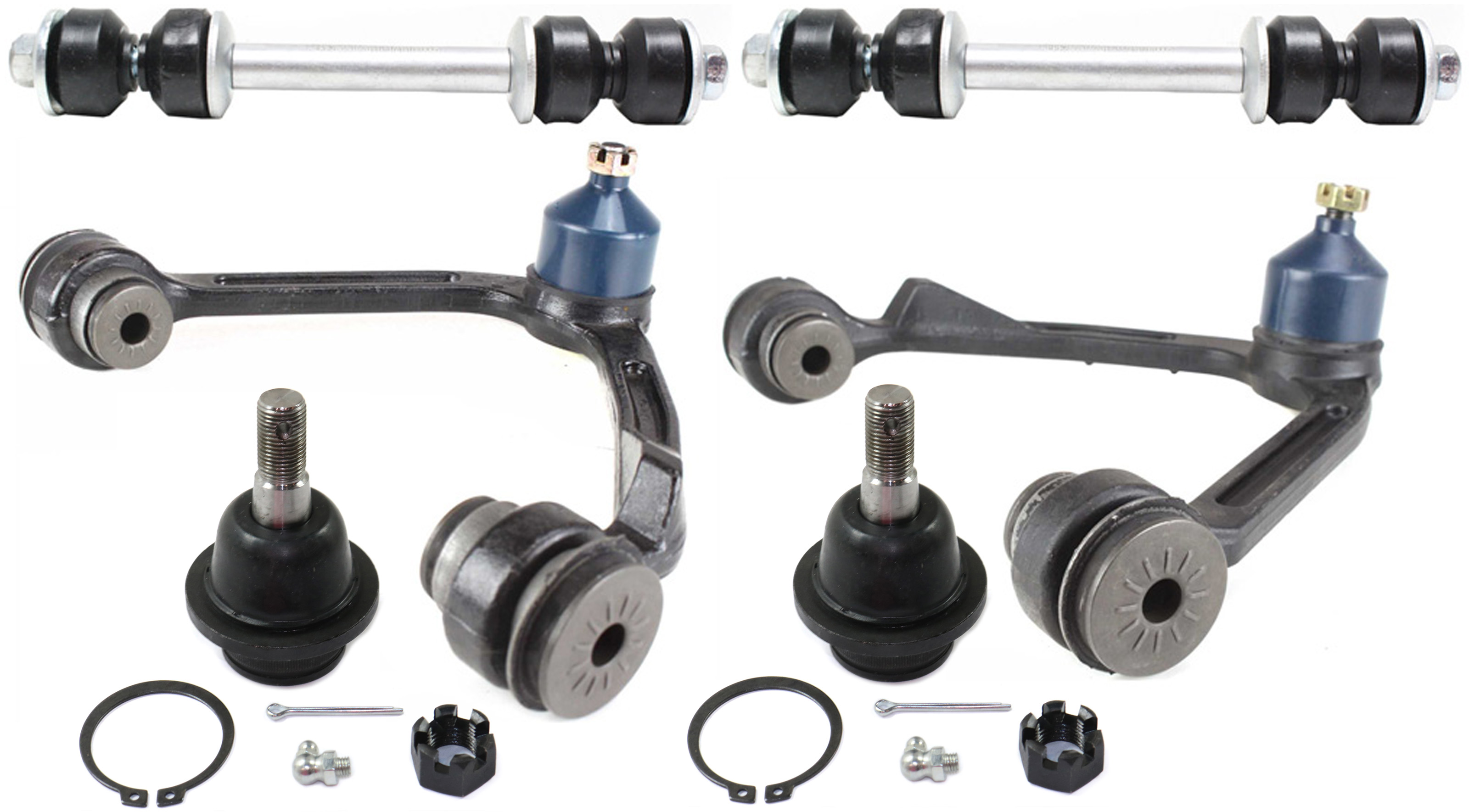 AM F SERIES 97-04 FRONT CONTROL ARM KIT RH AND LH Upper w ball joint s 6 pc Kit with Ball Joint and Sway Bar Link SKU KIT 090517-23 OEM 104222-285019-1016769-2601460