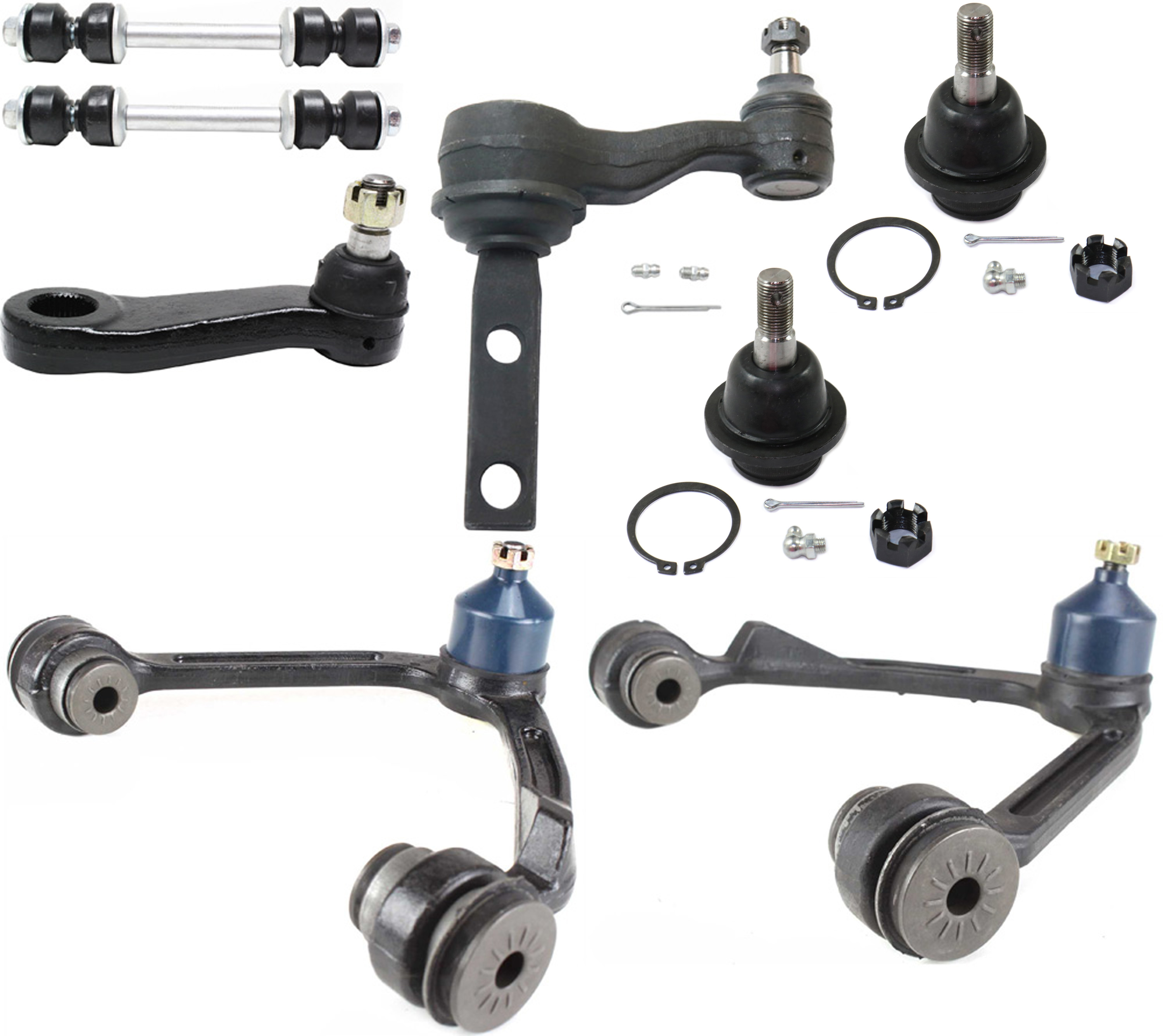 AM F SERIES 97-04 FRONT CONTROL ARM KIT RH AND LH Upper w ball joint s 8 pc Kit with Idler Arm Pitman Arm Ball Joint Sway Bar Link SKU KIT 090517-26 OEM 104222-285019-1016769-2601460