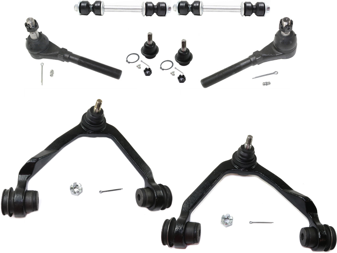 AM F SERIES 97-04 FRONT CONTROL ARM KIT RH AND LH Upper w ball joint s 8 pc Kit with Ball Joint Sway Bar Link and Tie Rod End SKU KIT 090517-29 OEM 104222-285019-1016769-2601460