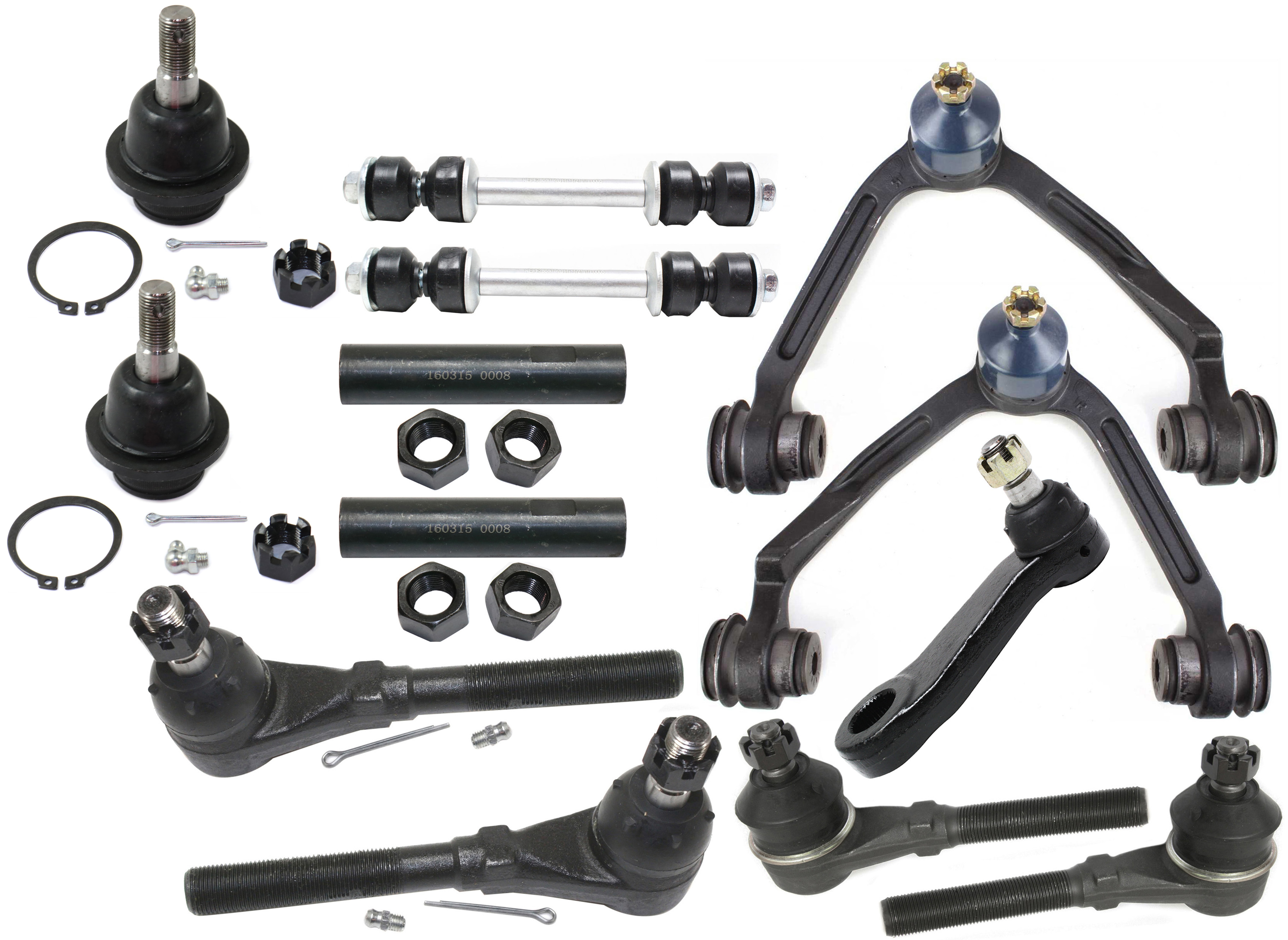 AM F 150-97-03 F 150 HERITAGE 04-04 FRONT CONTROL ARM KIT RH AND LH Upper w ball joint s 13 pc Kit with Pitman Arm Ball Joint Tie Rod End Sway Bar Link Tie Rod Adjusting Sleeve SKU KIT 090517-32 OEM 104222-285019-1016769-2601460