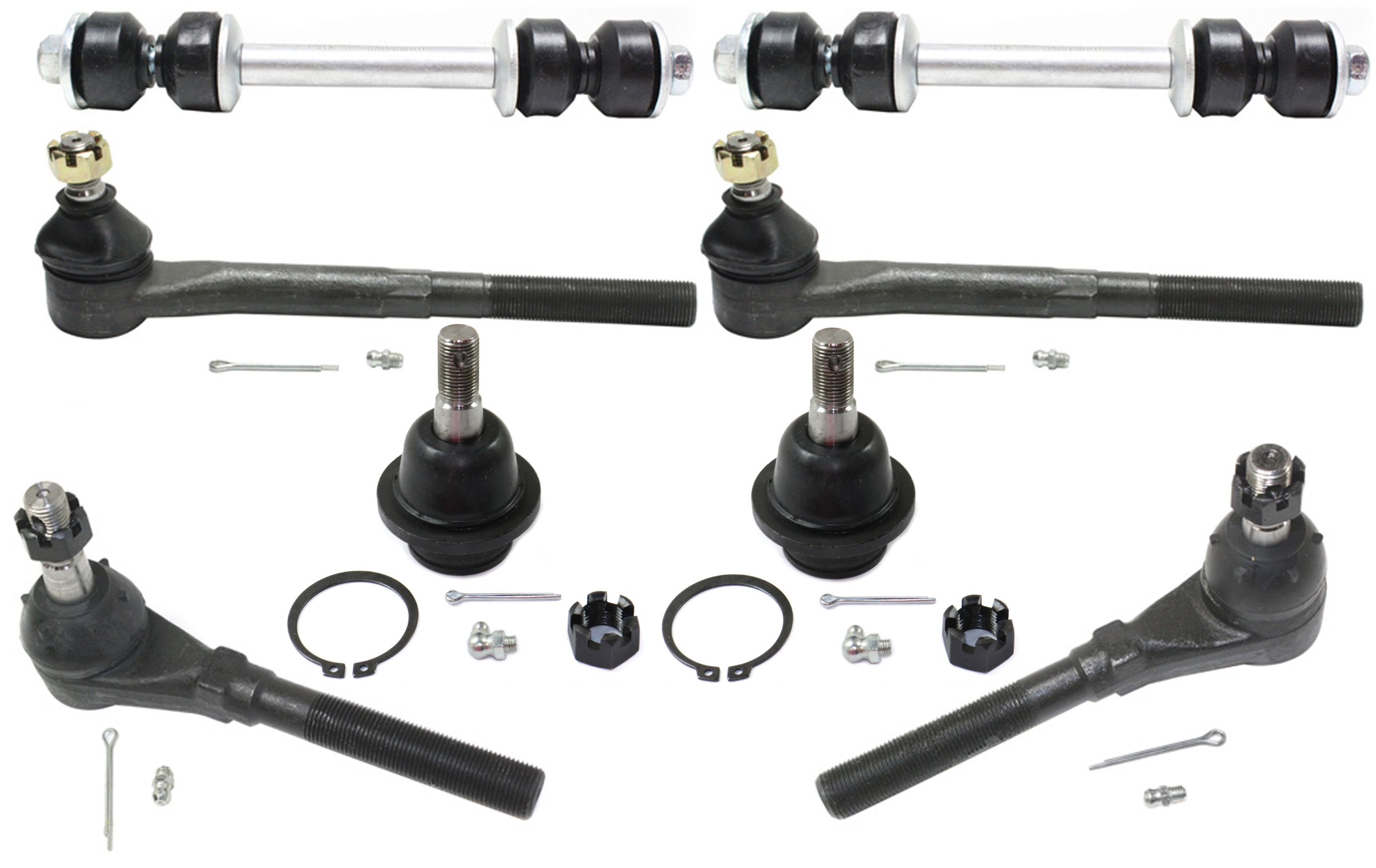 AM F SERIES 97-04 FRONT SUSPENSION KIT RH AND LH 8 pc kit with Ball Joints Sway Bar Links and Tie Rod Ends SKU KIT 090517-51 OEM 104222-285019-1016769-2601460