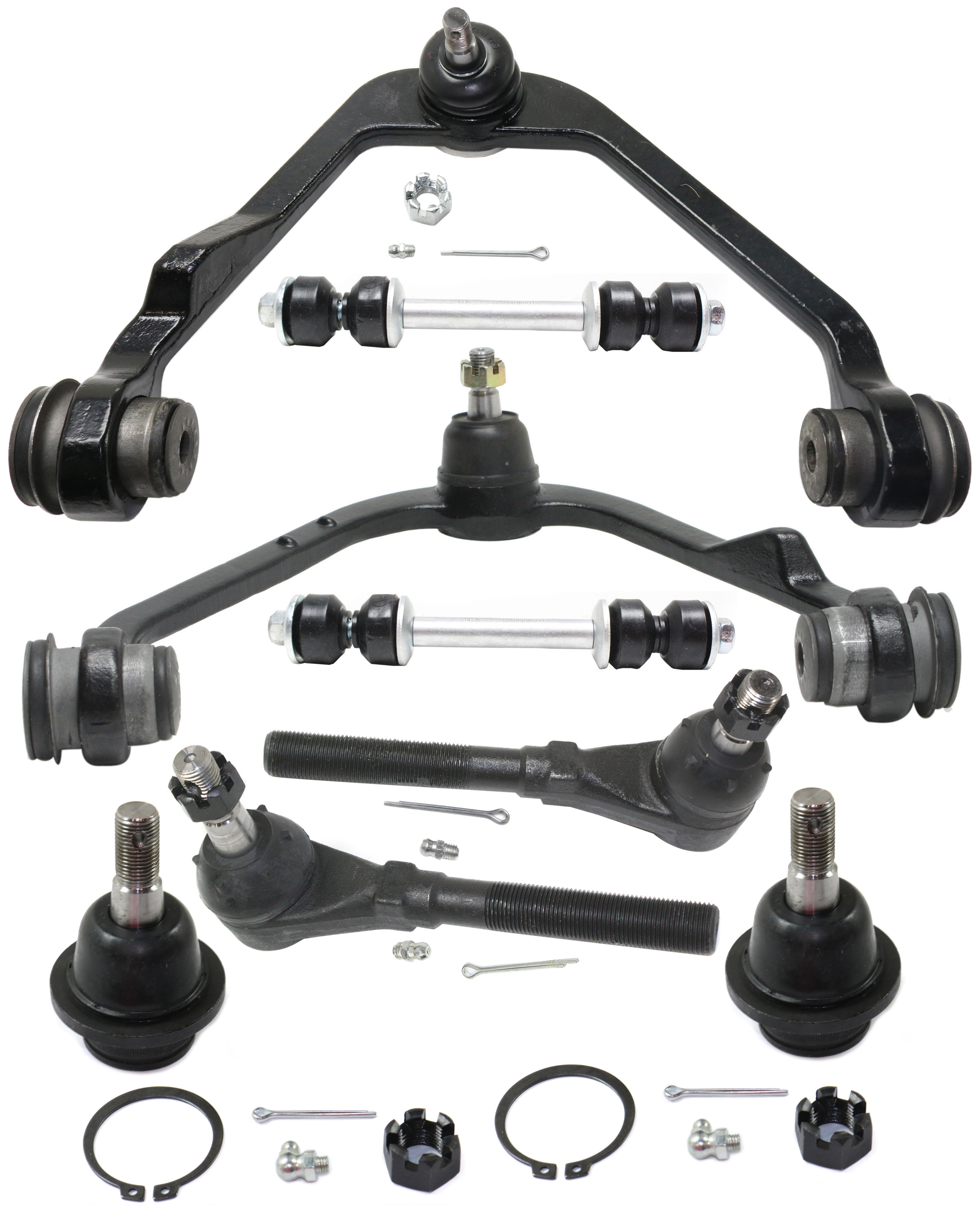 AM F 150-97-03 F 150 HERITAGE 04-04 FRONT CONTROL ARM KIT RH AND LH Upper w ball joint s 8 pc Kit with Ball Joint Sway Bar Link and Tie Rod End SKU KIT 090517-54 OEM 104222-285019-1016769-26014