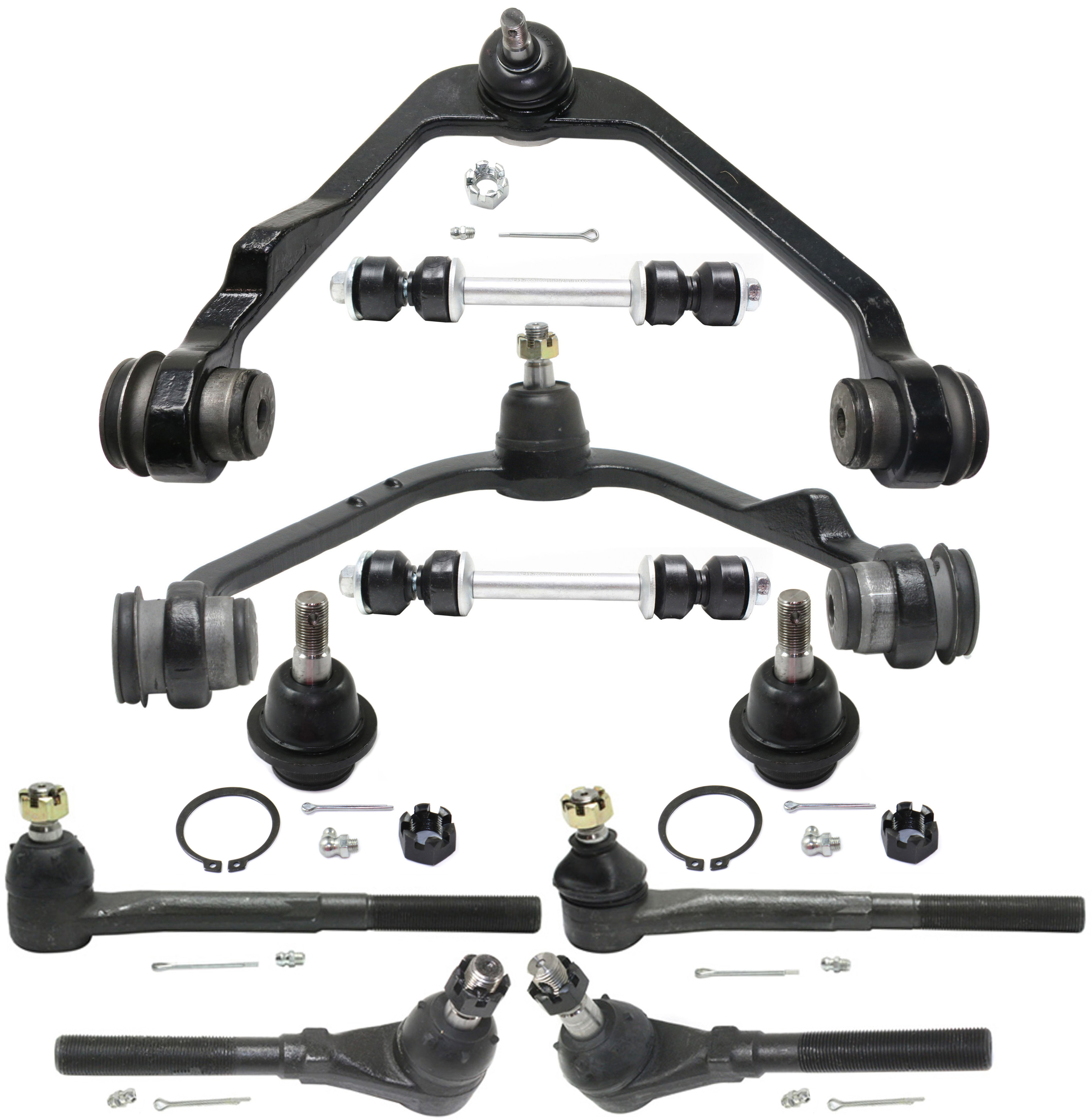 AM F 150-97-03 F 150 HERITAGE 04-04 FRONT CONTROL ARM KIT RH AND LH Upper w ball joint s 10 pc Kit with Ball Joint Sway Bar Link and Tie Rod End SKU KIT 090517-58 OEM 104222-285019-1016769-26014