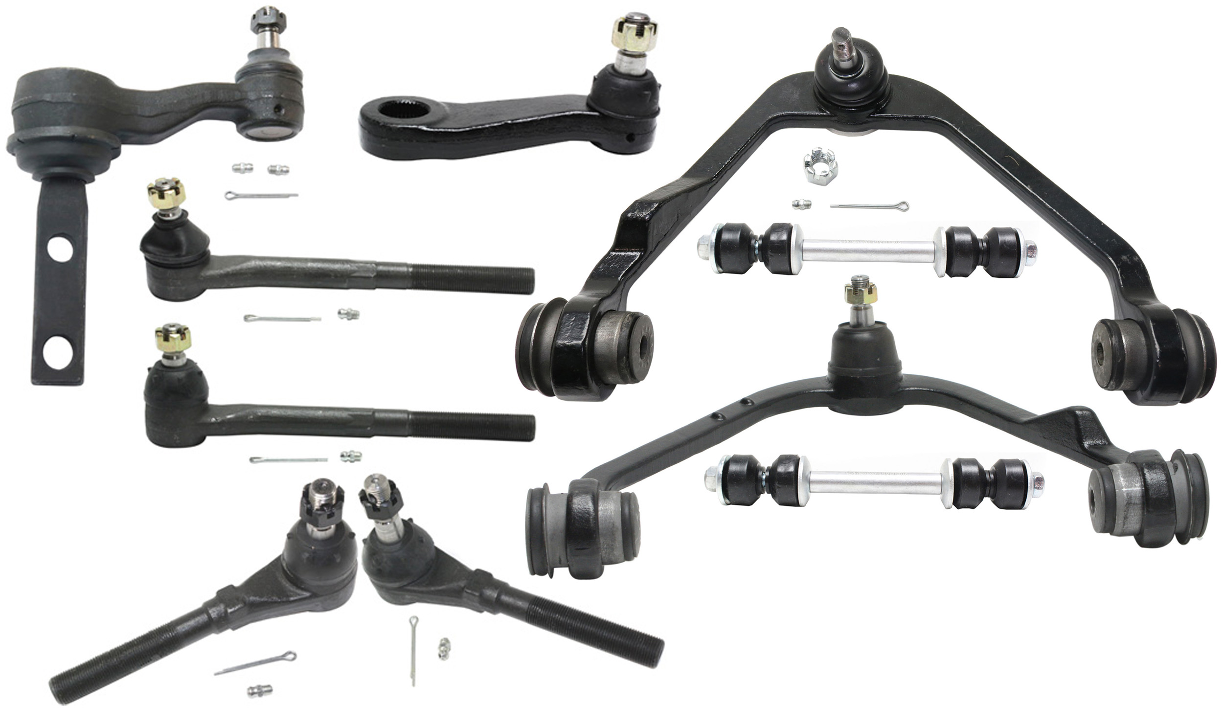 AM F 150-97-03 F 150 HERITAGE 04-04 FRONT CONTROL ARM KIT RH AND LH Upper w ball joint s 10 pc Kit with Idler Arm Pitman Arm Tie Rod End Sway Bar Link SKU KIT 090517-60 OEM 5L3Z3085B F65Z3085AB XL3Z3085A