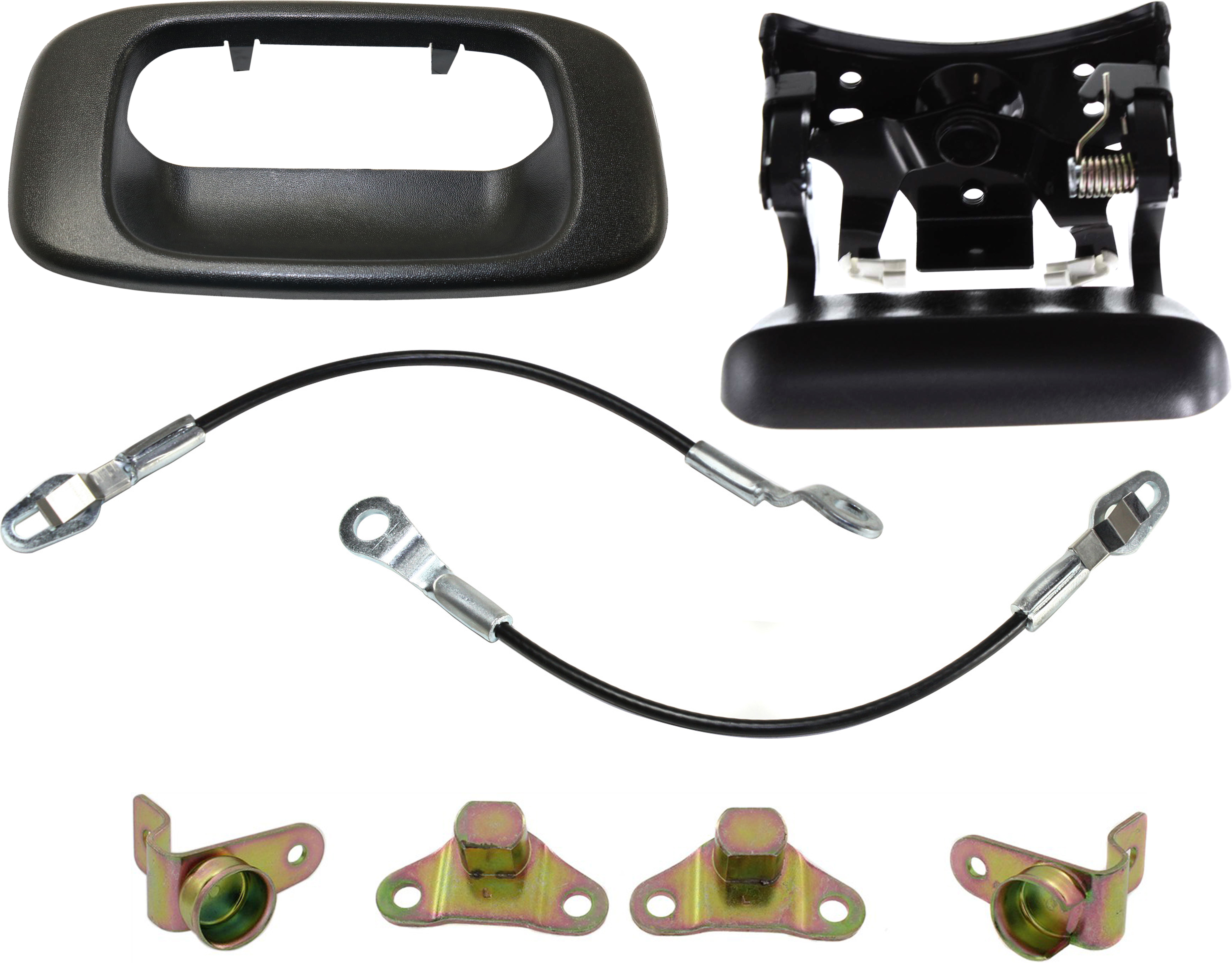 AM SILVERADO SIERRA 99-07 TAILGATE HINGE RH AND LH 5 pc Kit with Tailgate Handle and Tailgate Cable SKU KIT 090518-15 Partslink GM1921102 GM1920102 GM1916102 GM1915105 OEM 15074252-15074253-15078745-150