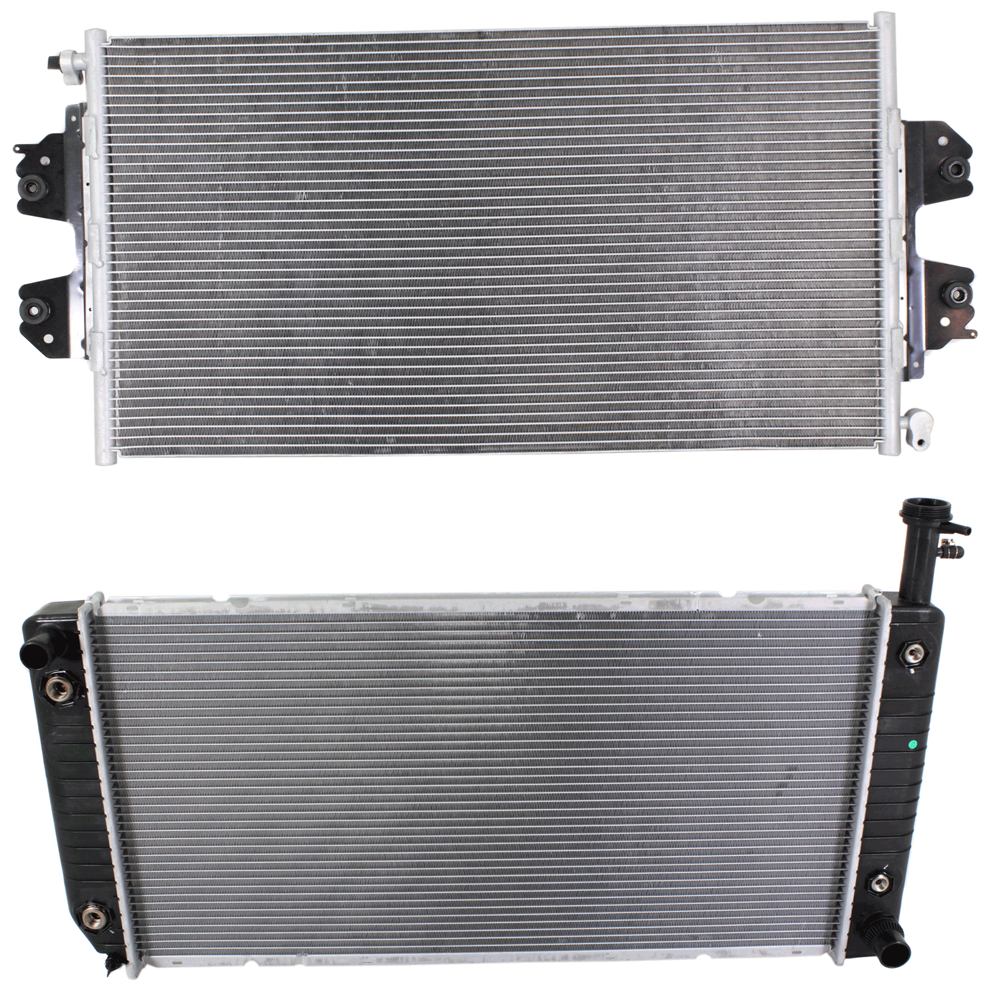 AM EXPRESS 2500-06-19 EXPRESS 3500-04-19 RADIATOR 2 pc kit 6-8 Cyl 4.3L 4.8L 6.0L Engine w A C Condenser SKU KIT 090523-07 Partslink GM3010483 GM3030250 OEM 25912002-23469929