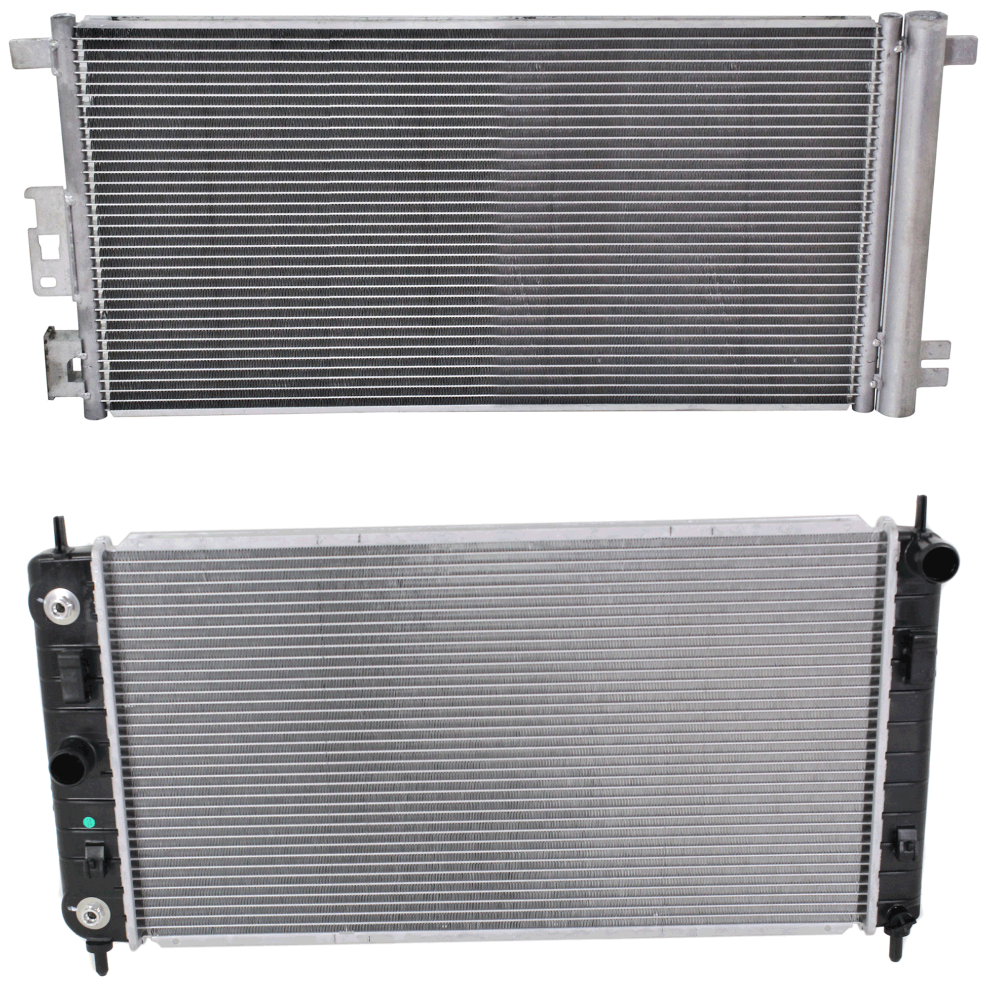 AM G6-06-10 MALIBU 08-12 RADIATOR 2 pc kit 4-6 Cyl 2.4L 3.6L Engine w A C Condenser SKU KIT 090523-11 Partslink GM3010507 GM3030255 OEM 52495681-20820058-20820057