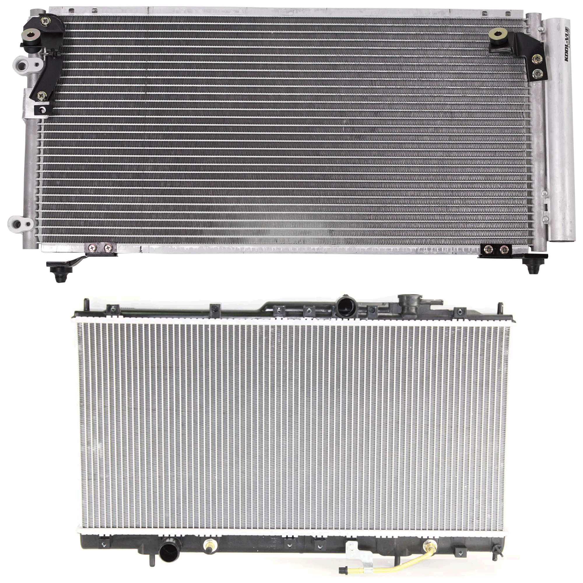 AM SEBRING STRATUS 01-05 RADIATOR 2 pc kit 4-6 Cyl 2.4L 3.0L Engine w A C Condenser SKU KIT 090523-27 Partslink MI3010109 MI3030106 OEM MR373104 MR568225