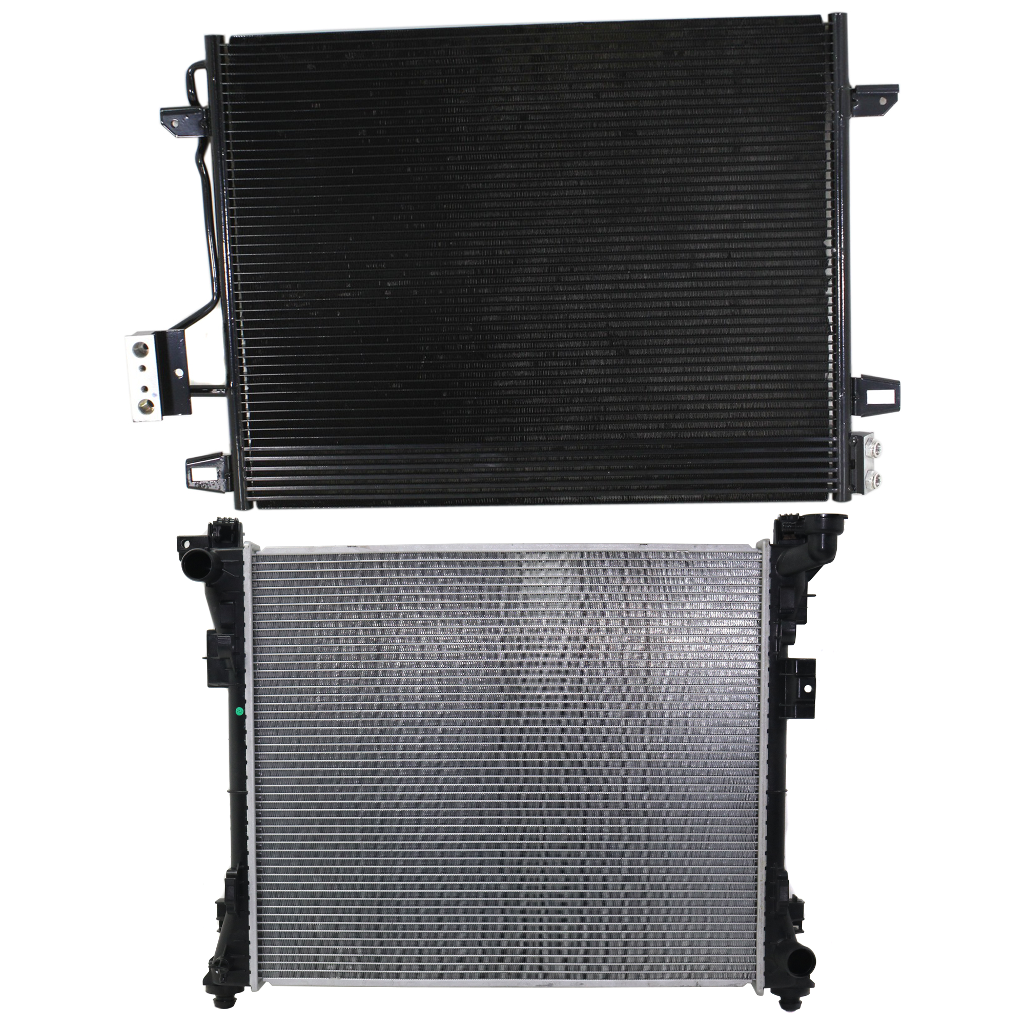 AM GRAND CARAVAN 08-19 TOWN COUNTRY 08-16 RADIATOR 2 pc kit 6 Cyl 3.3L 3.6L 3.8L Engine w A C Condenser SKU KIT 090523-28 Partslink CH3010345 CH3030231 OEM 4677755AE 7B0121251C 4677782AC