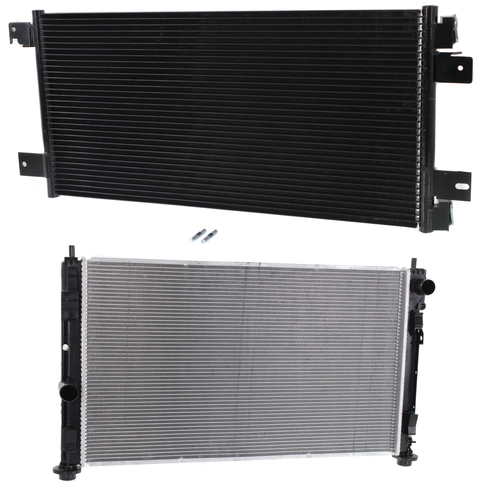 AM COMPASS PATRIOT 07-17 RADIATOR 2 pc kit Manual Trans 4-6 Cyl 1.8L 2.0L 2.4L Engine w A C Condenser SKU KIT 090523-33 Partslink CH3010341 CH3010339 CH3030237 OEM 68004049AB 68004052AB