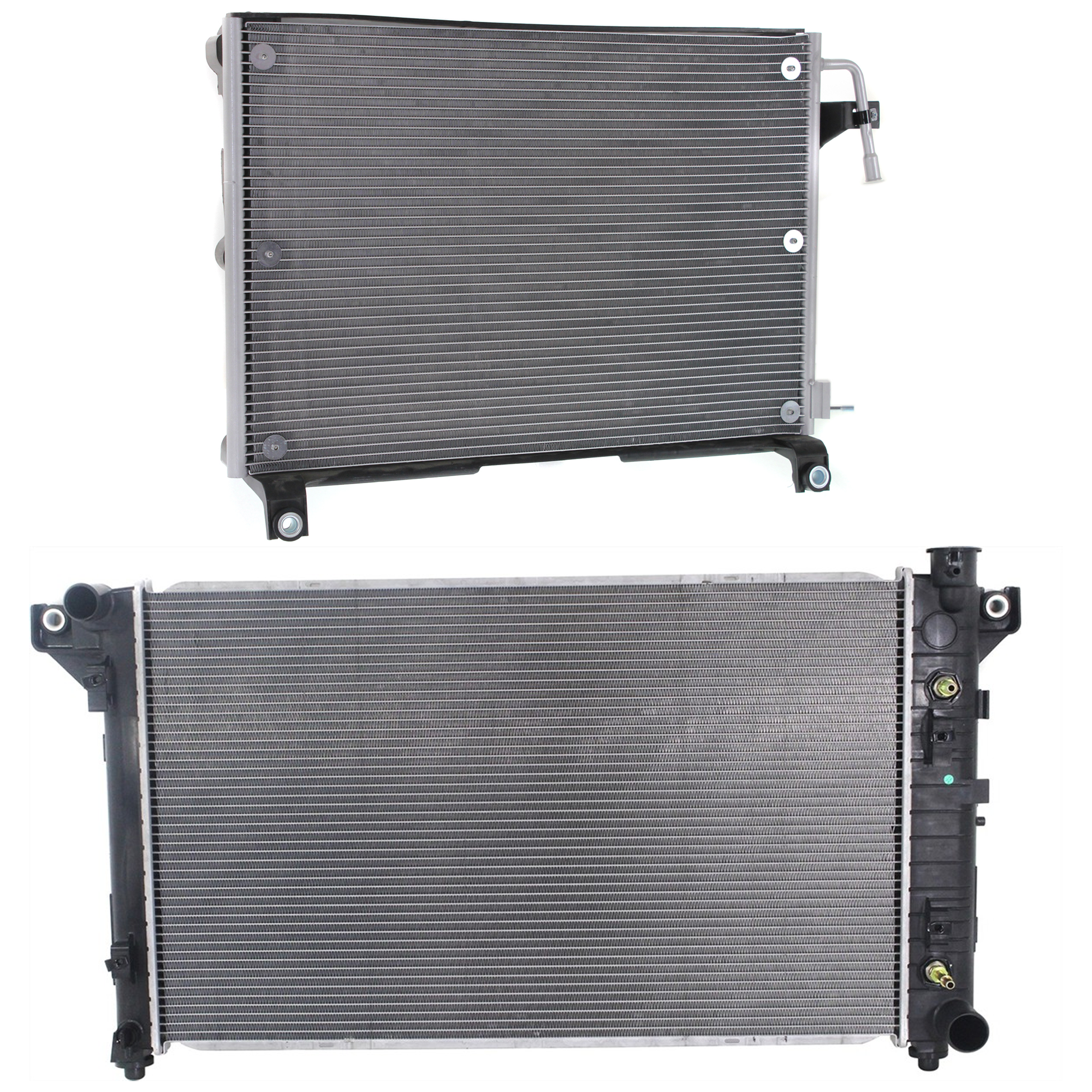 AM DODGE RAM 2500 RAM 3500-98-02 RADIATOR 2 pc kit 8 Cyl 5.9L Engine w A C Condenser SKU KIT 090523-44 Partslink CH3010151 CH3030131 OEM 52029189AD 55055824AC