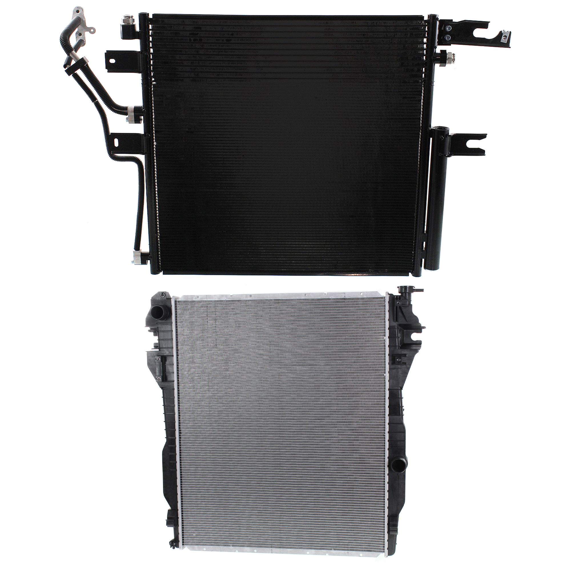 AM DODGE RAM 2500 RAM 3500-10-10 RADIATOR 2 pc kit Auto Trans 6 Cyl 6.7L Engine w A C Condenser SKU KIT 090523-46 Partslink CH3010362 CH3030245 OEM 55057089AB 55057091AC