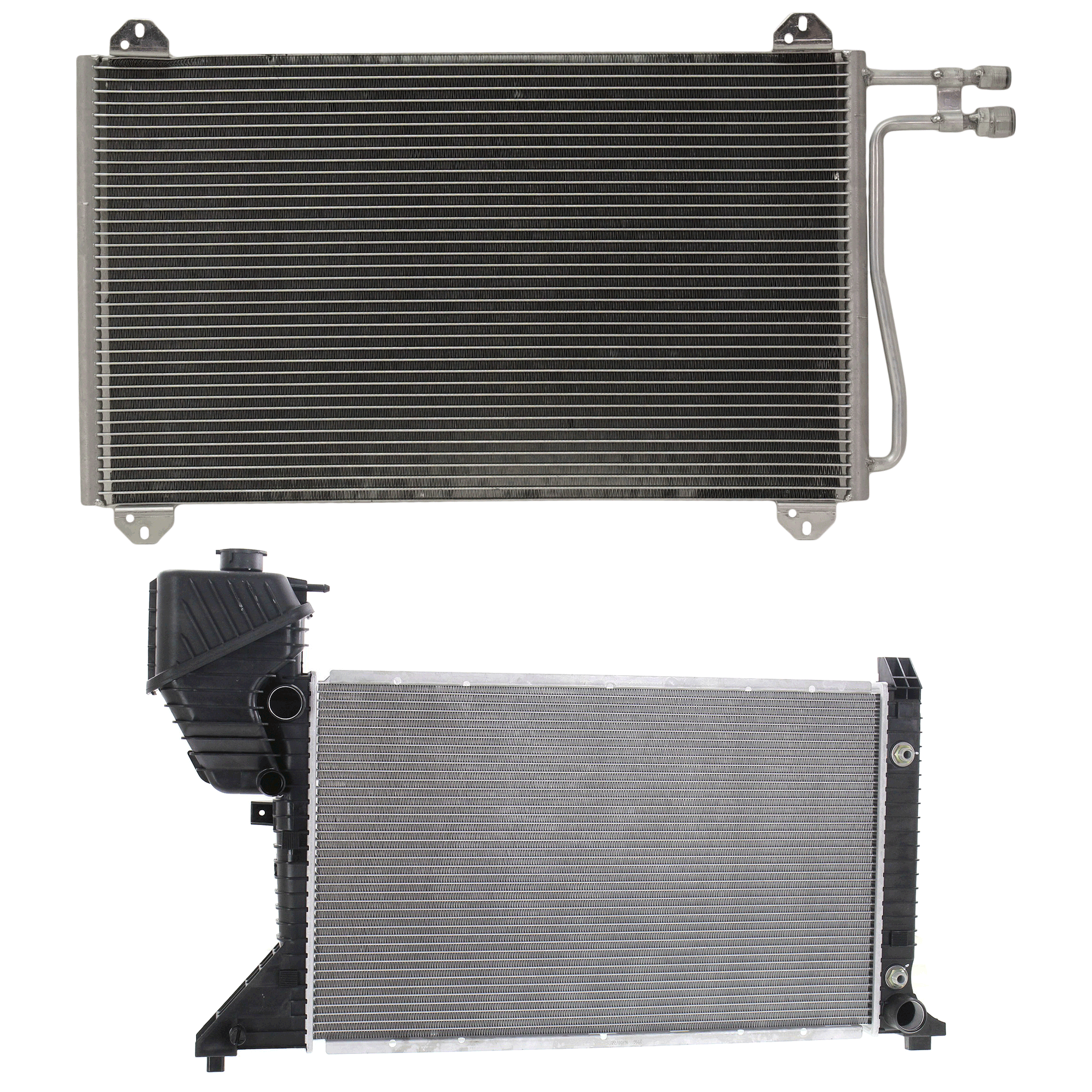 AM DODGE SPRINTER 2500 SPRINTER 3500 RADIATOR 2 pc kit 5 Cyl 2.7L Engine w A C Condenser SKU KIT 090523-48 Partslink CH3010340 CH3030212 OEM 5104117AA 5104114AA