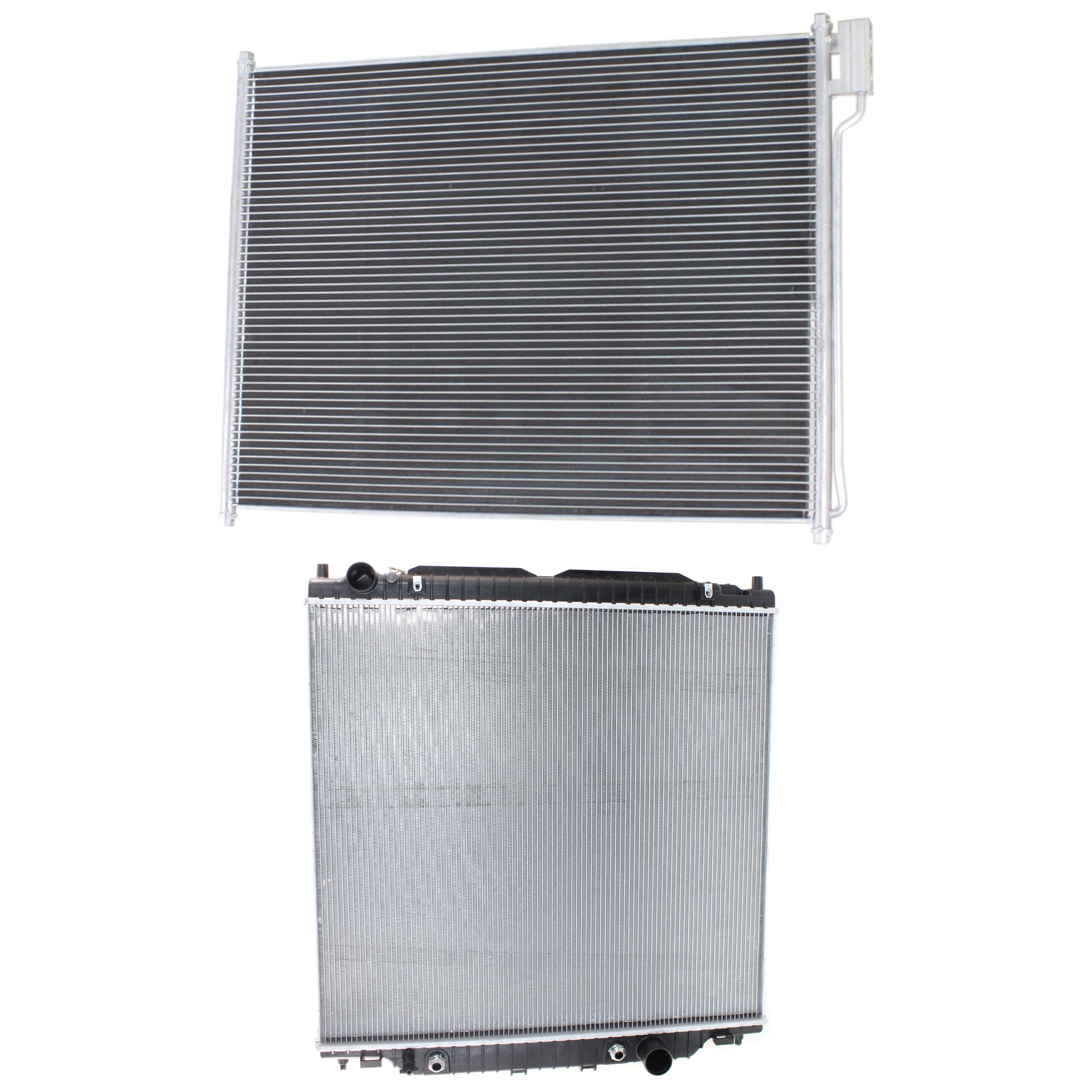 AM F 250 SUPER DUTY F 350 SUPER DUTY F 450 SUPER DUTY 05-07 RADIATOR 2 pc kit 8-10 Cyl 6.8L 6.0L Engine 2 Row Core w A C Condenser SKU KIT 090523-61 Partslink FO3010282 FO3030137 OEM 6C3Z8005DA 6C3Z19712AB