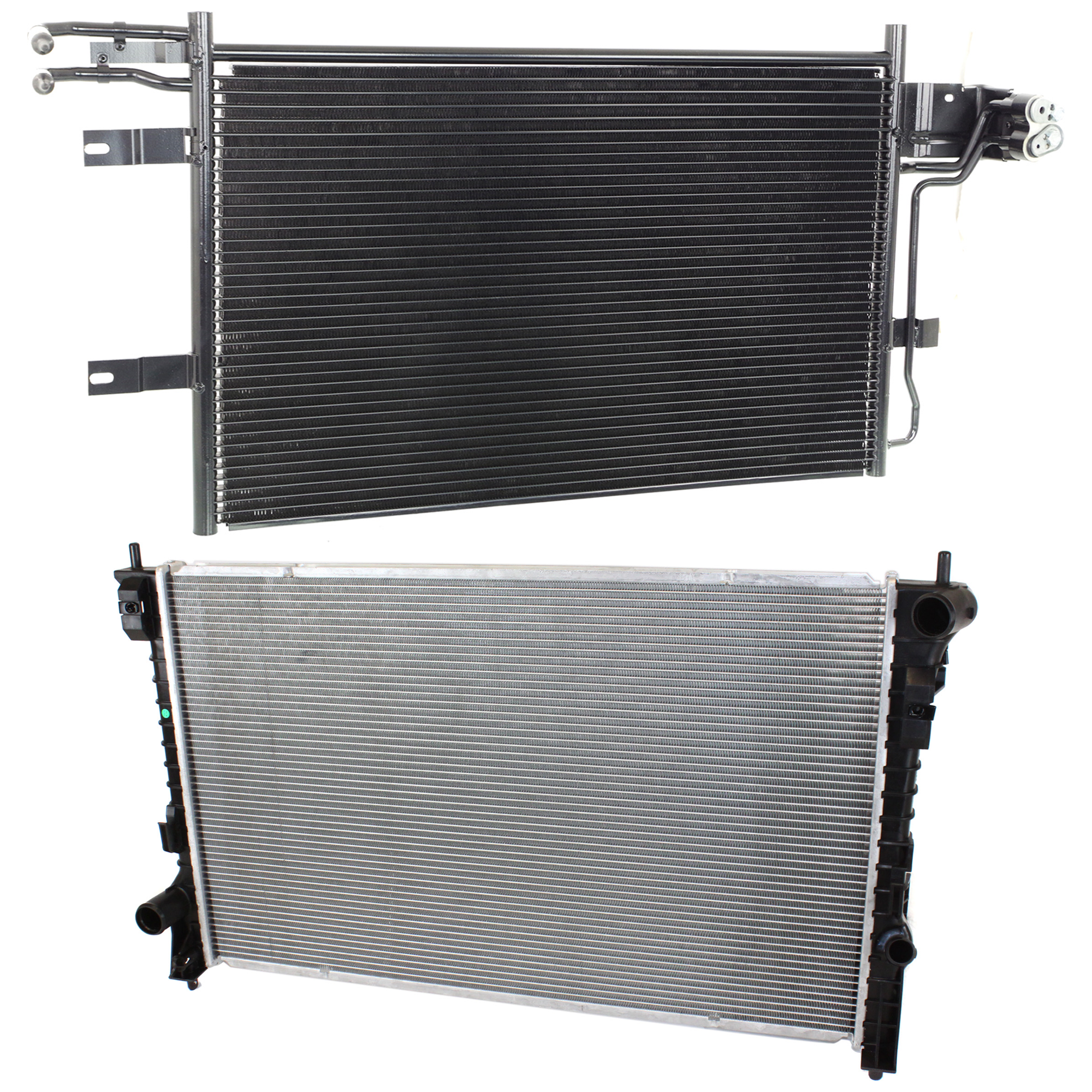 AM TAURUS 08-12 FLEX 09-12 RADIATOR 2 pc kit 6 Cyl 3.5L 3.7L Engine w A C Condenser SKU KIT 090523-63 Partslink FO3010276 FO3030216 OEM 7T4Z8005A BG1Z19712A