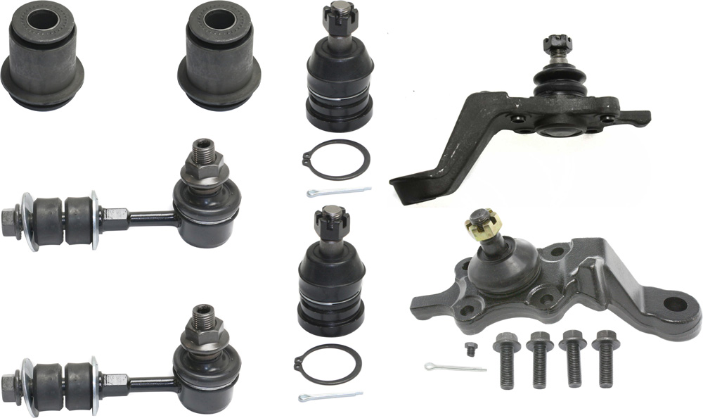 AM TACOMA 96-04 FRONT SUSPENSION KIT RH AND LH 8 pc kit w Ball Joints Control Arm Bushings and Sway Bar Links SKU KIT 090617-87 OEM 104282-1014813-2601520-5051