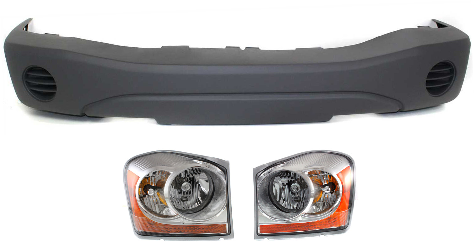 AM DURANGO 06-06 HEAD LAMP RH AND LH Assembly Halogen 3 pc Kit with Bumper Cover SKU KIT 090618-60 OEM 55077720AE 55077721AE 5HP21ZSP