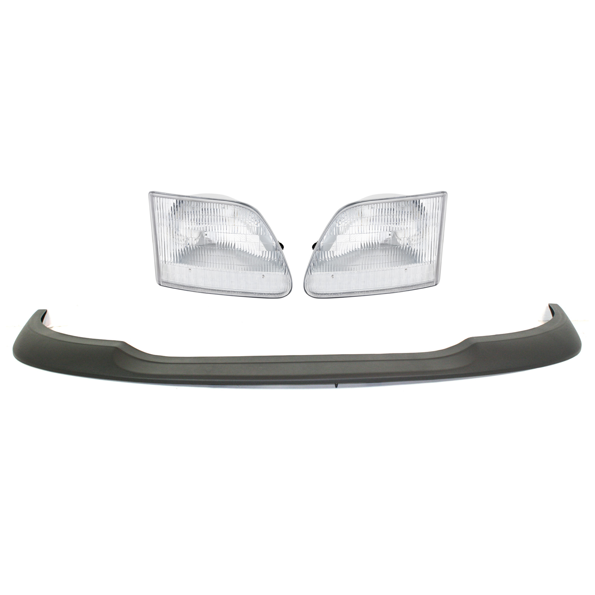 AM F 150-99-03 F 150 HERITAGE 04-04 HEAD LAMP RH AND LH Assembly Halogen 4 pc Kit with Bumper Trim SKU KIT 090623-25 Partslink FO2502139 FO2503139 FO1057288 OEM 3L3Z13008CA 3L3Z13008DA XL3Z17