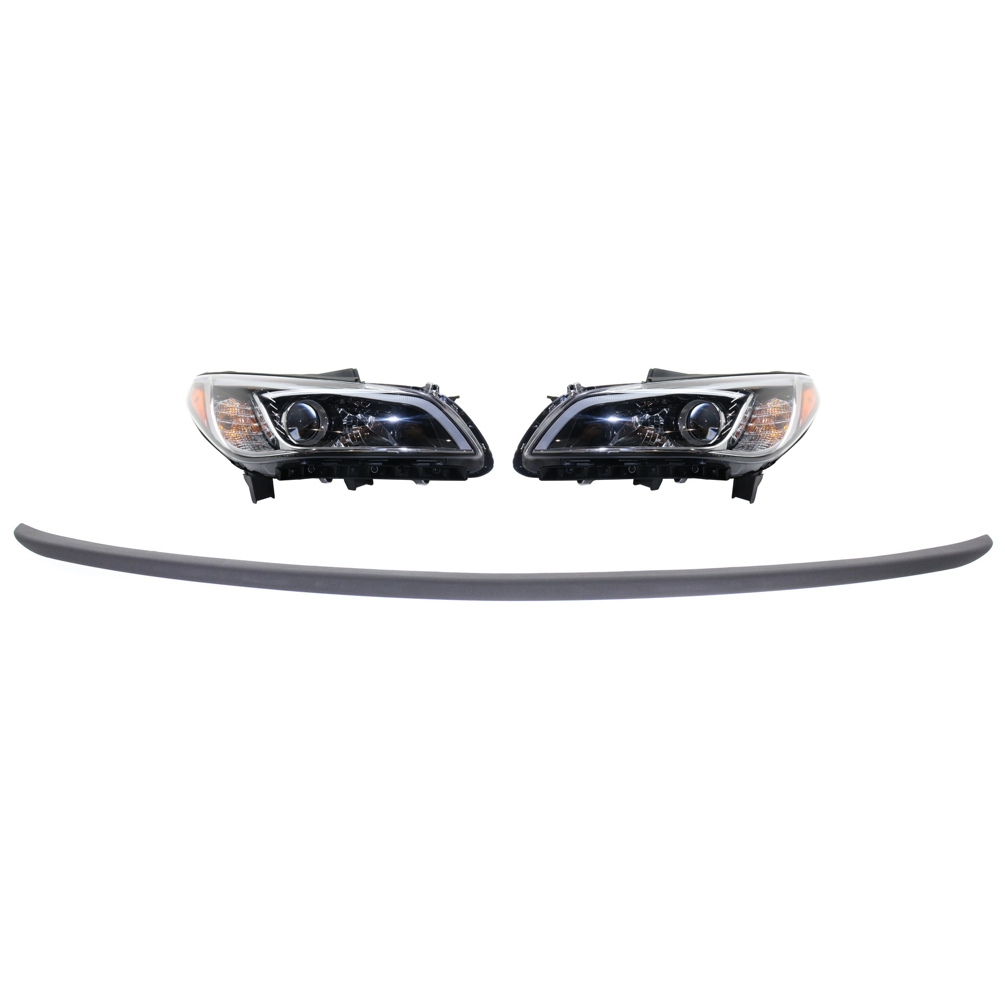 AM SONATA 15-17 HEAD LAMP RH AND LH Assembly Halogen w daytime running light 3 pc Kit with Bumper Trim SKU KIT 090623-35 Partslink HY2502201 HY2503201 HY1093104 OEM 92101C2050-92102C2050-86590C10