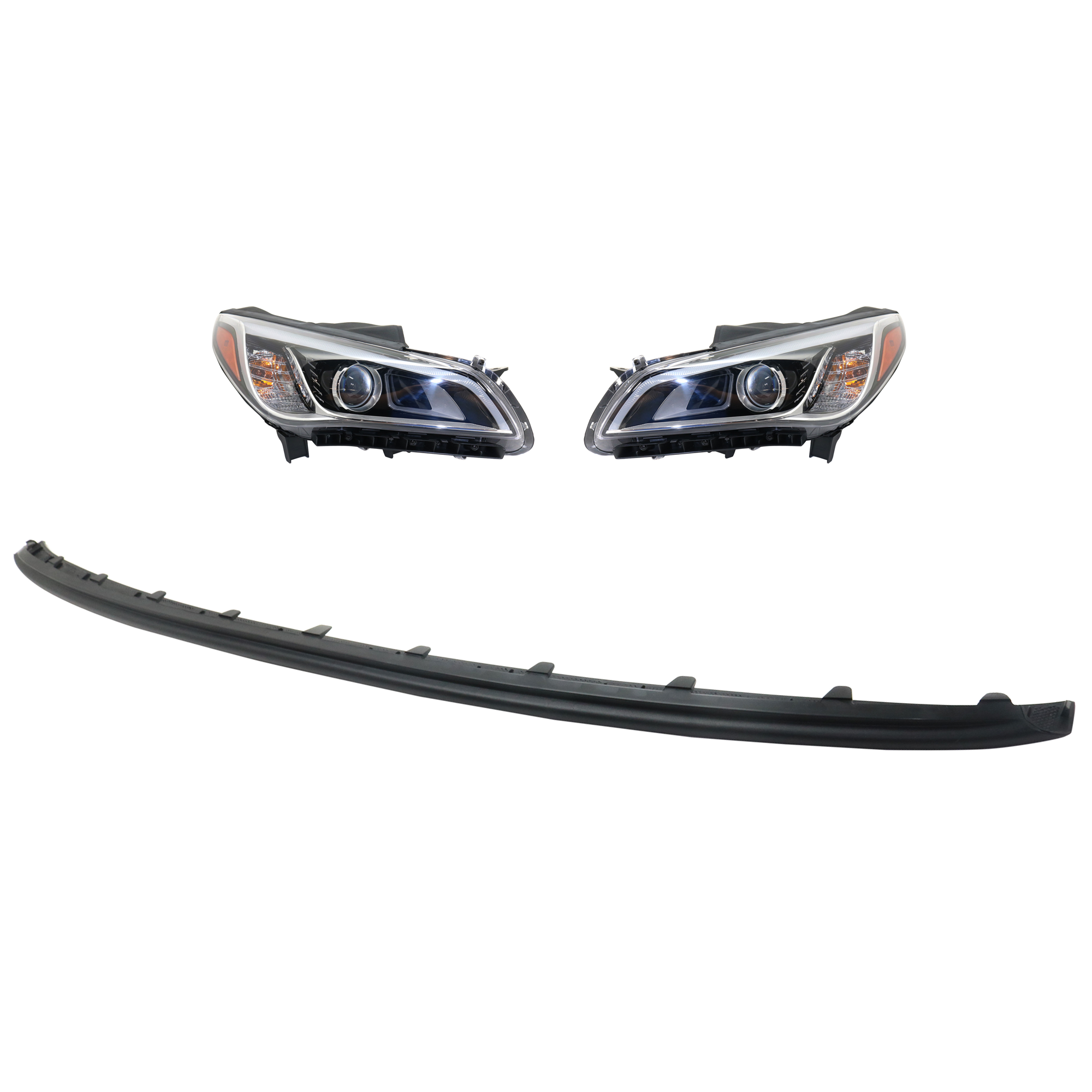 AM SONATA 15-17 HEAD LAMP RH AND LH Assembly HID Xenon w HID bulb and ballast Exc. Hybrid Model 3 pc Kit with Bumper Trim SKU KIT 090623-56 Partslink HY2502184 HY2502214 HY2503184 HY2503214 HY1044107 OEM 92101C2100-92101C2200-92102C21