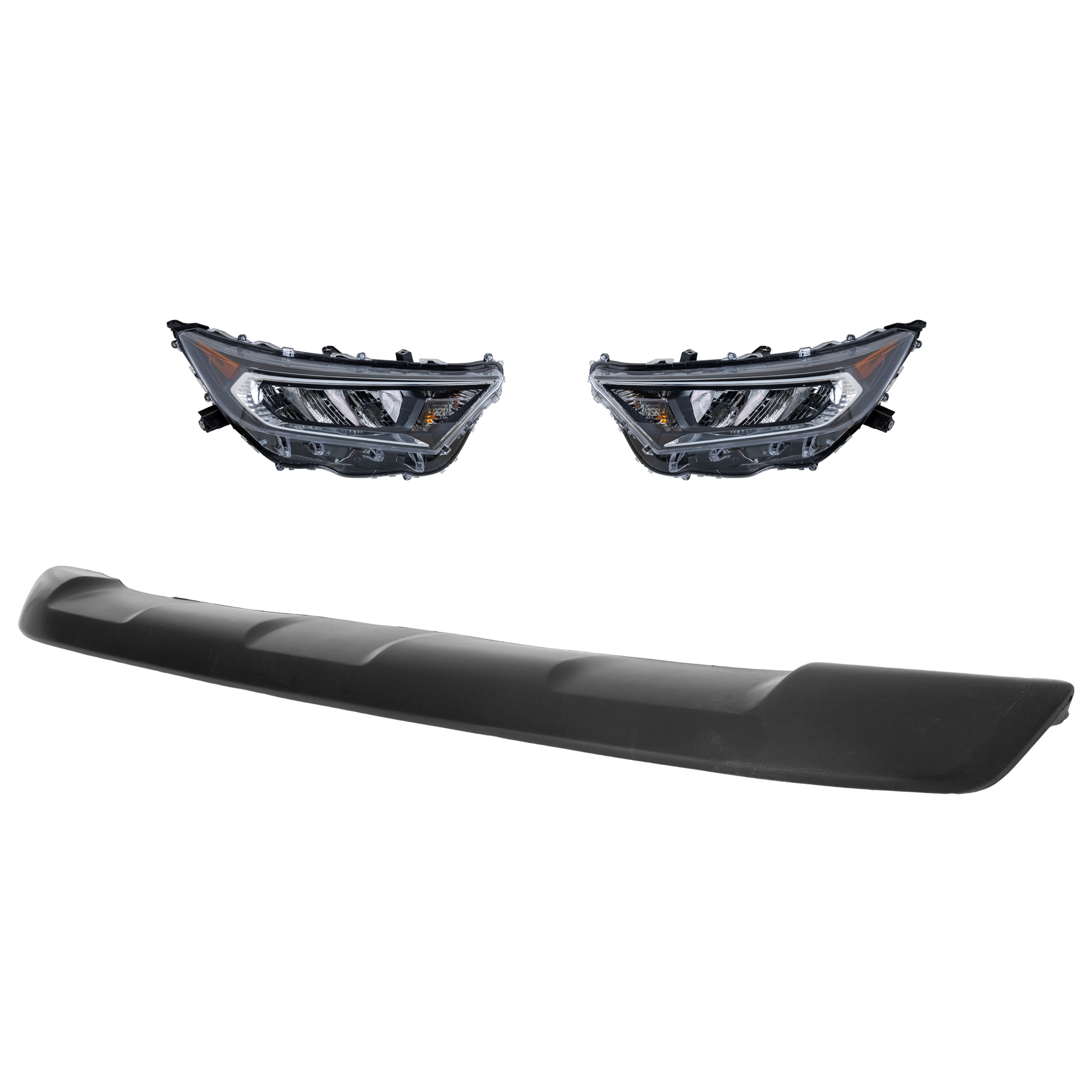 AM RAV4-19-21 HEAD LAMP RH AND LH 3 pc kit Assembly LED with Bumper Trim SKU KIT 090623-64 OEM 811100R140-811500R140-527110R0