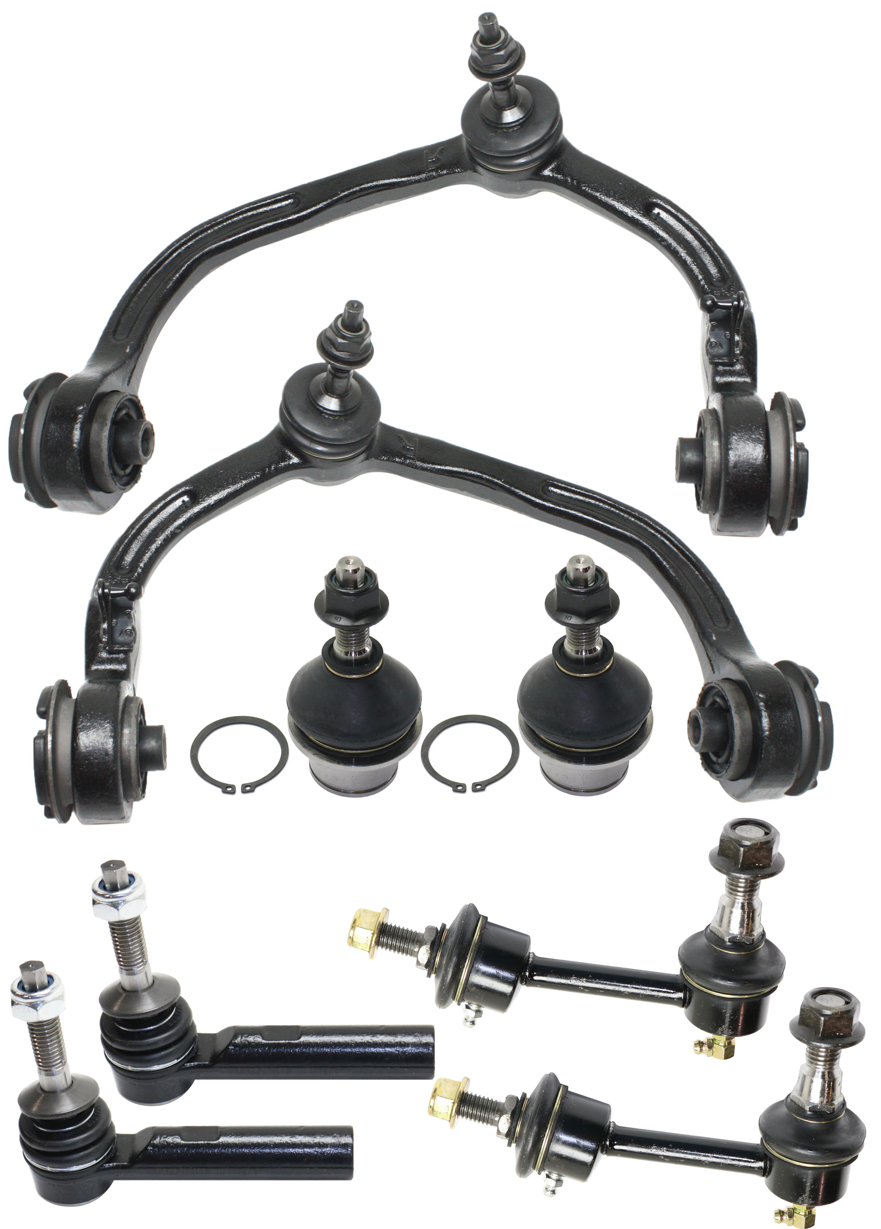 AM EXPEDITION NAVIGATOR 05-05 FRONT CONTROL ARM KIT RH AND LH Upper 8 pc kit with Ball Joints Sway Bar Links and Tie Rod Ends SKU KIT 090717-17 OEM 104298-2601584-5051314-2L1Z307