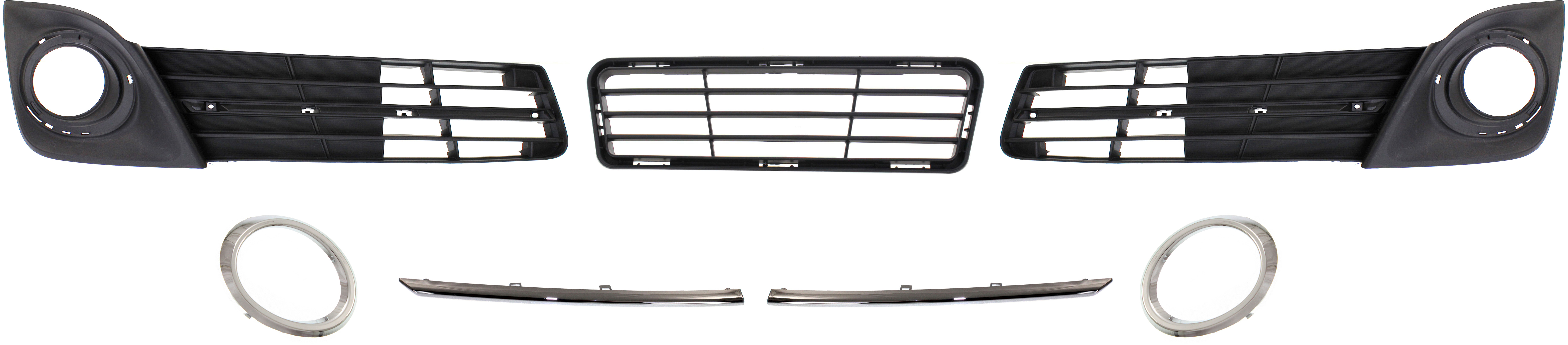 AM CAMRY 12-14 FOG LAMP MOLDING RH AND LH 7 pc kit with Bumper Grille and Fog Light Bracket SKU KIT 090717-52 Partslink TO1038149 TO1039149 TO1046100 TO1047100 TO1036129 TO2602101 TO2603101 OEM 5212706290-5212806290-52712060