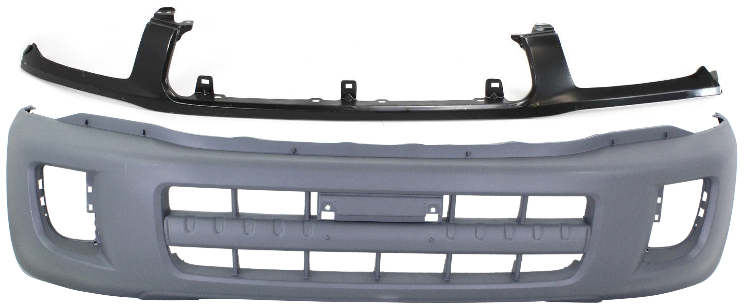AM RAV4-01-03 FRONT BUMPER COVER 2 pc Kit with Bumper Trim SKU KIT 090717-64 Partslink TO1000248 TO1087110 OEM 5211942281 PFM 5393142020